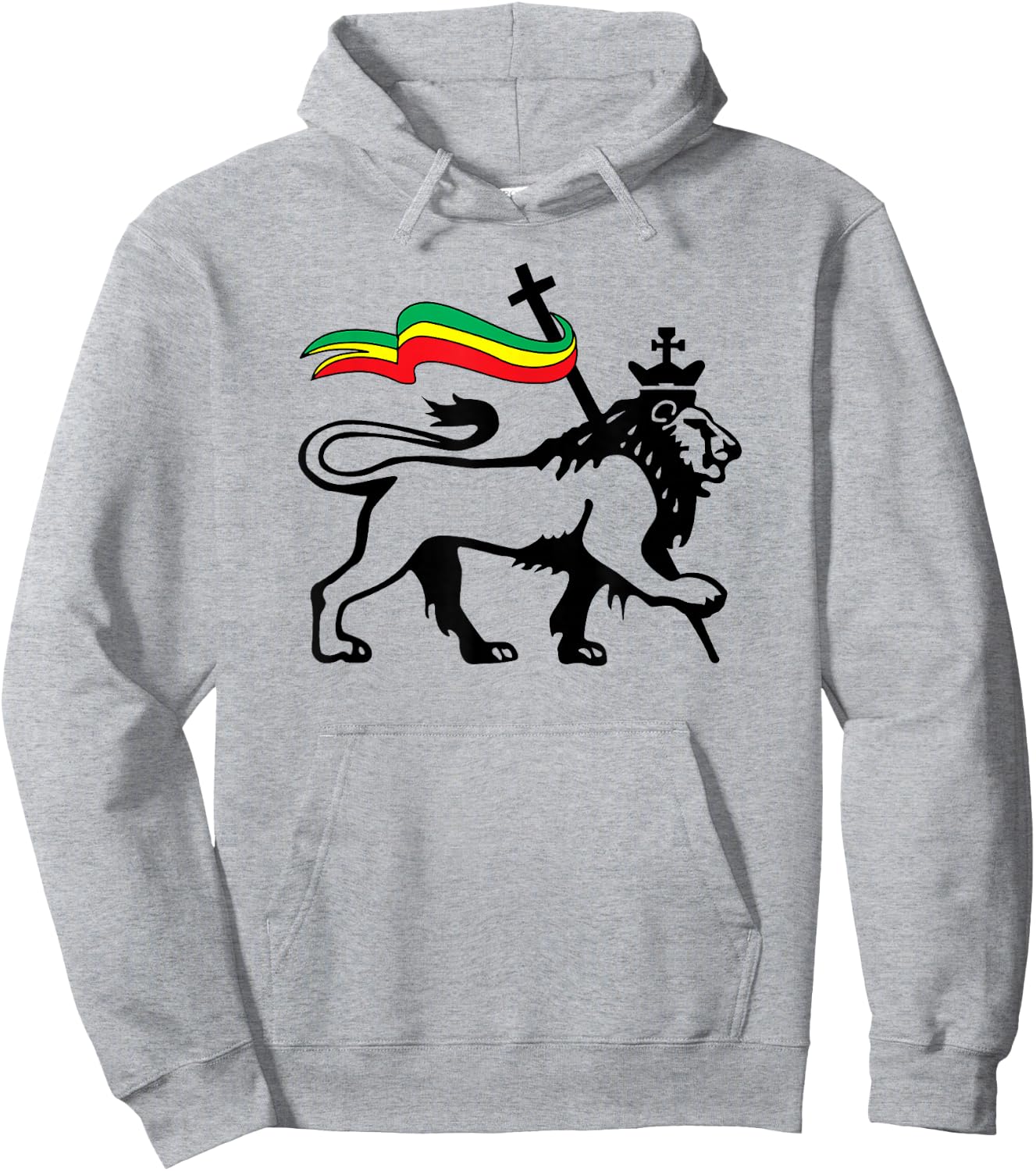 Rasta Lion of Judah Rastafarian Reggae Lion and Christian Hoodie - Hoodie | Ash