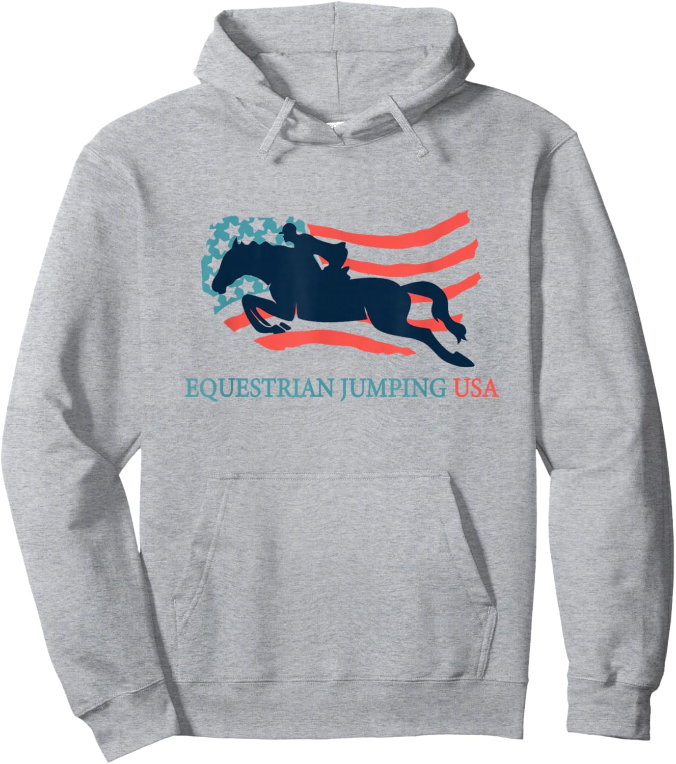 Horse Rider Equestrian Jumping USA Team Coach American Flag Hoodie - Hoodie | Ash