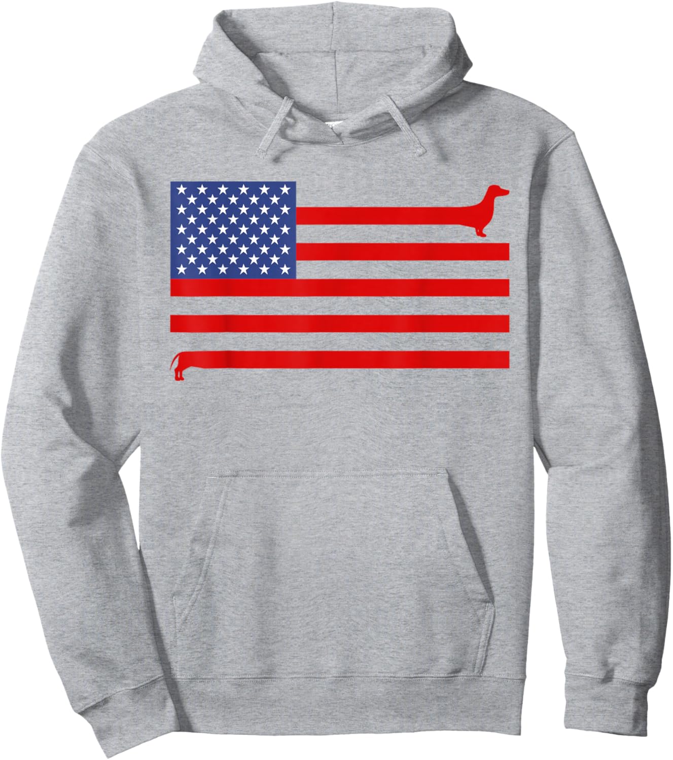Funny Dachshund USA Flag 4th of July Patriotic Doxie Lover Hoodie - Hoodie | Ash