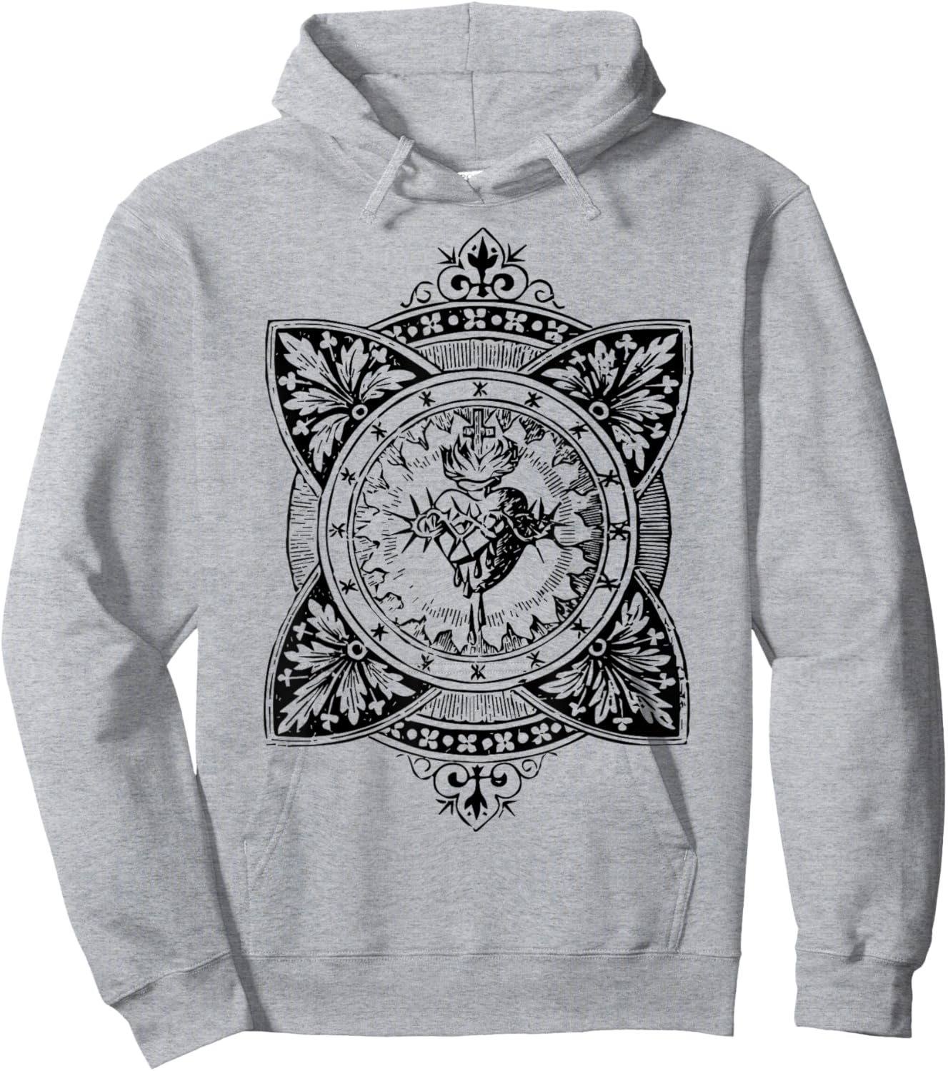 Vintage Sacred Heart of Jesus Symbol Traditional Catholic Hoodie - Hoodie | Ash