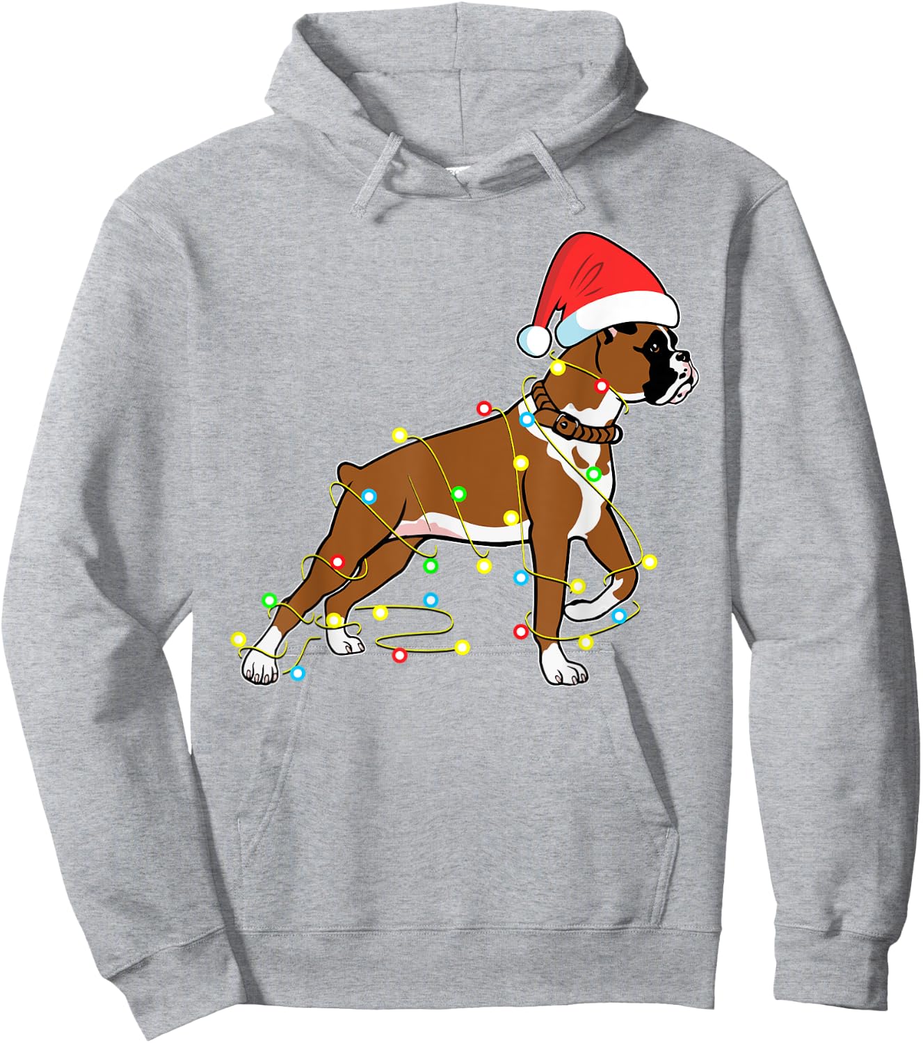 Christmas Lights Boxer Dog Lover Funny Gift Women Kids Hoodie - Hoodie | Ash