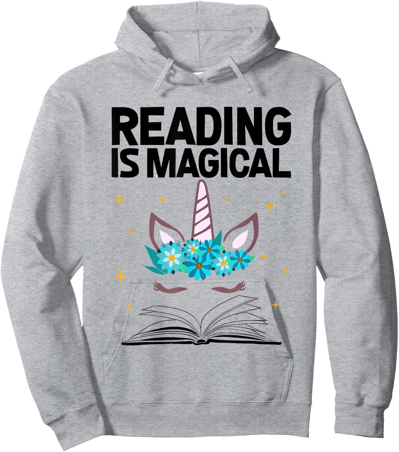 Reading Is Magical Unicorn Book Lover Shirts Gift Hoodie - Hoodie | Ash