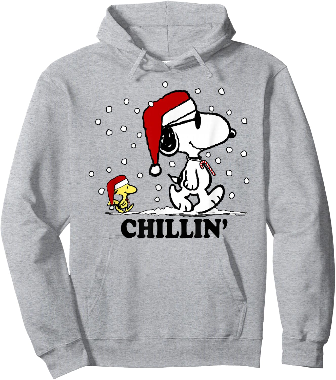 Peanuts Holiday Snoopy Snowfall Chillin' Short Sleeve Hoodie - Hoodie | Ash