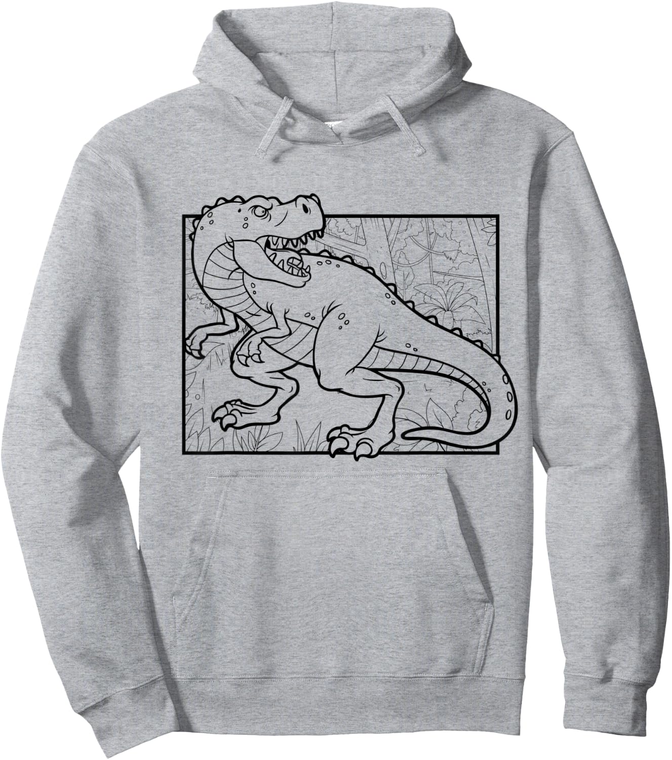 Dino Motif For Coloring And Painting For Artists Children Hoodie - Hoodie | Ash