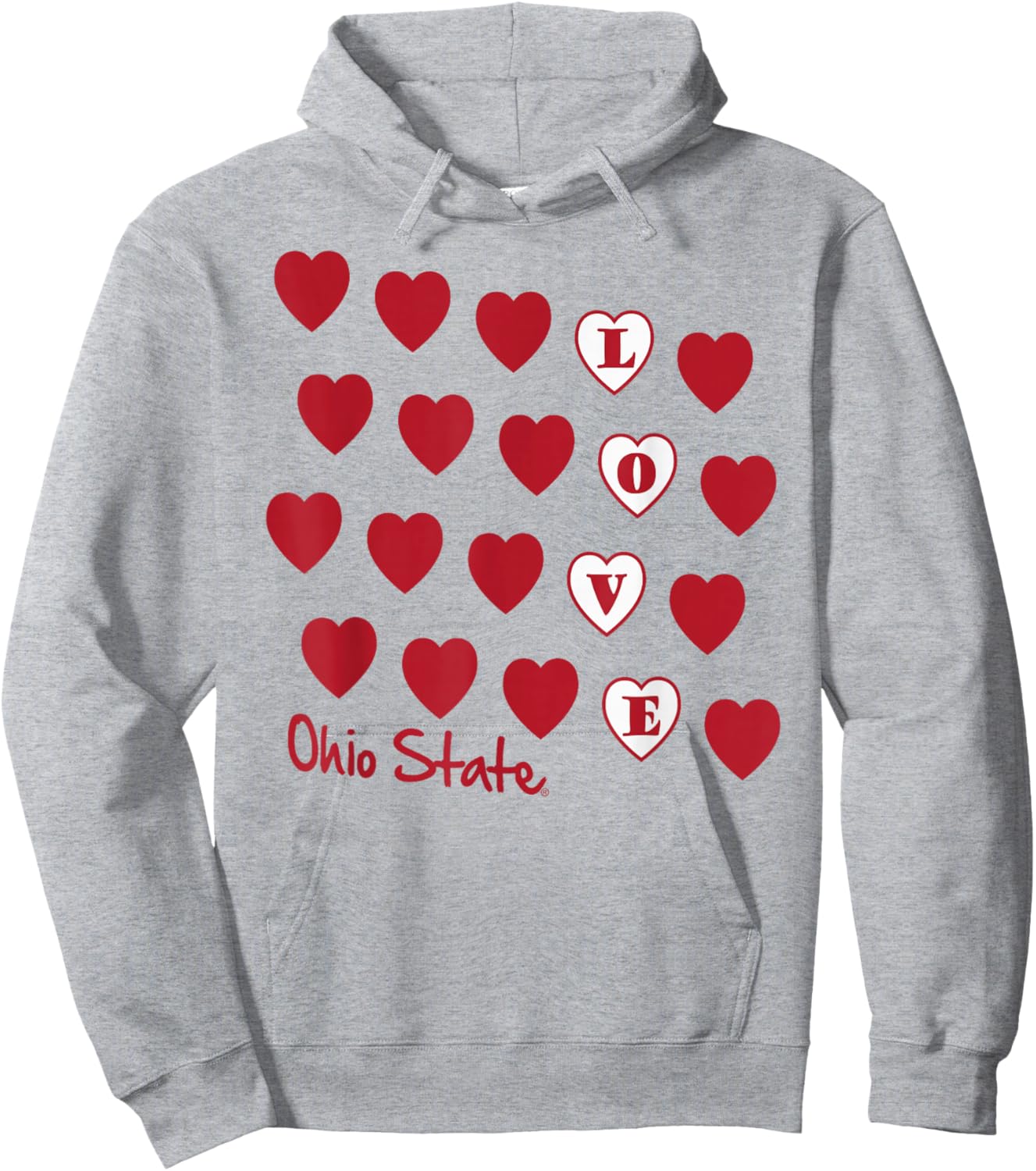 Ohio State Buckeyes Valentine Love Gray Officially Licensed Hoodie - Hoodie | Ash