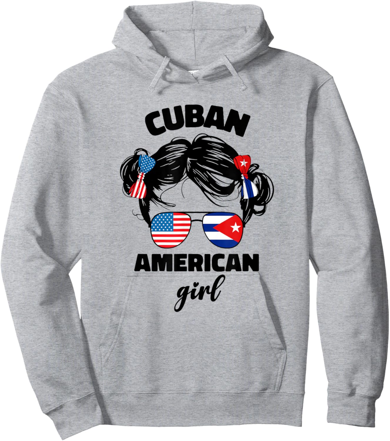 Half Cuban and American America Cuba USA Flag Kids Girl Cute Hoodie - Hoodie | Ash