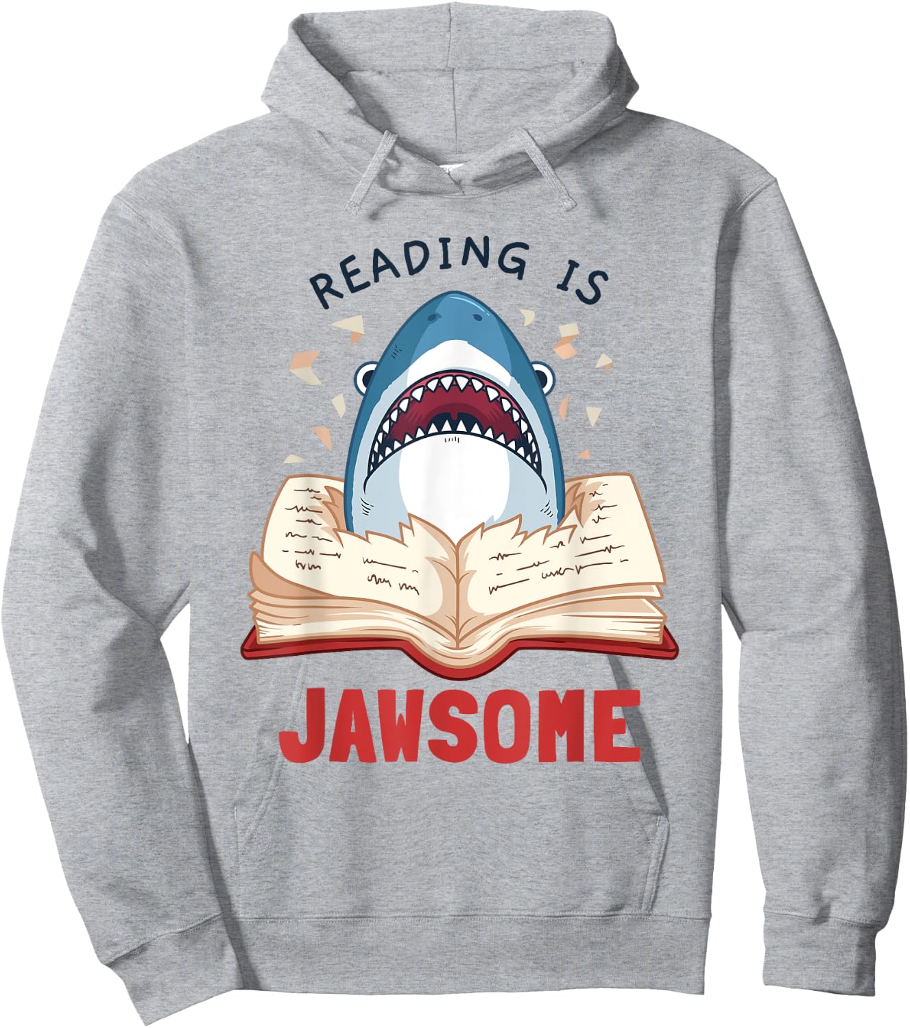 Reading Is Jawsome Bookworm Shark Book Lover Gift Kids Hoodie - Hoodie | Ash
