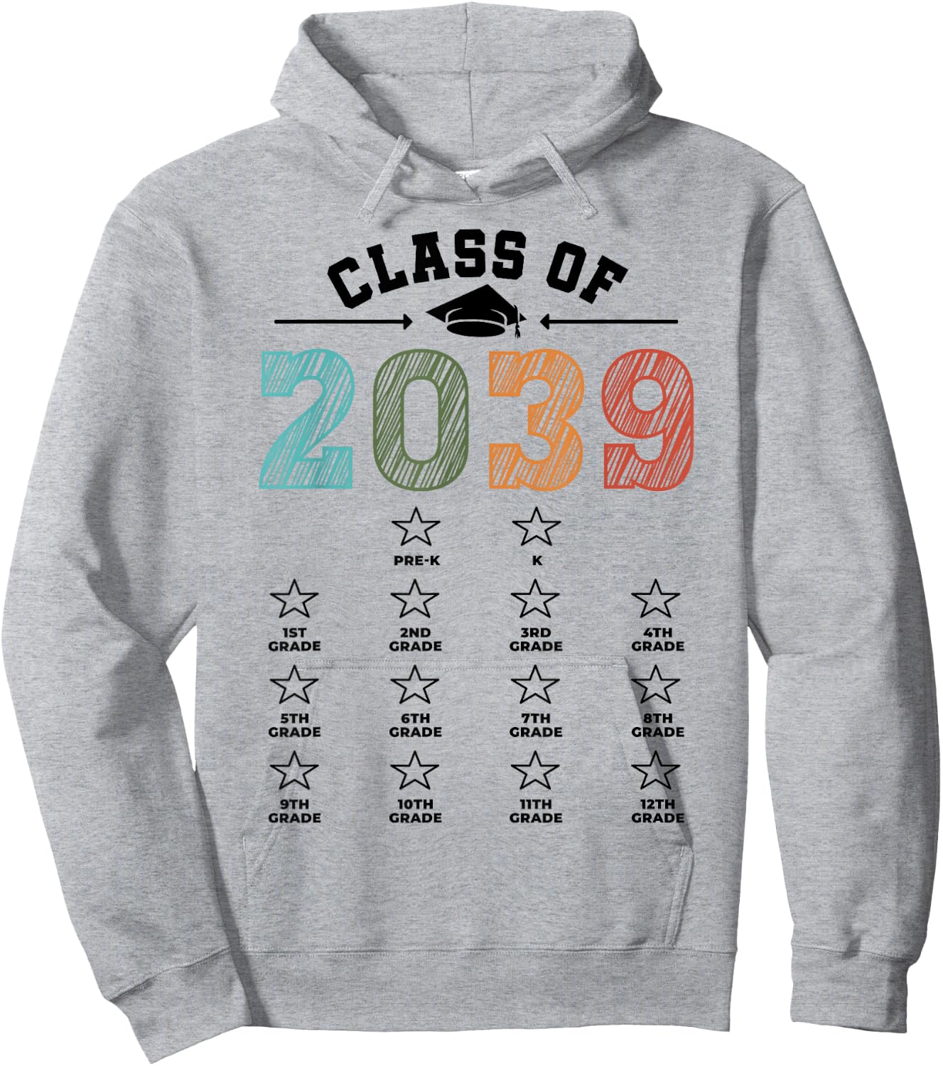 Class Of 2039 Shirt Mom Dad Checklist Pre-k 12th Grade 2039 Hoodie - Hoodie | Ash