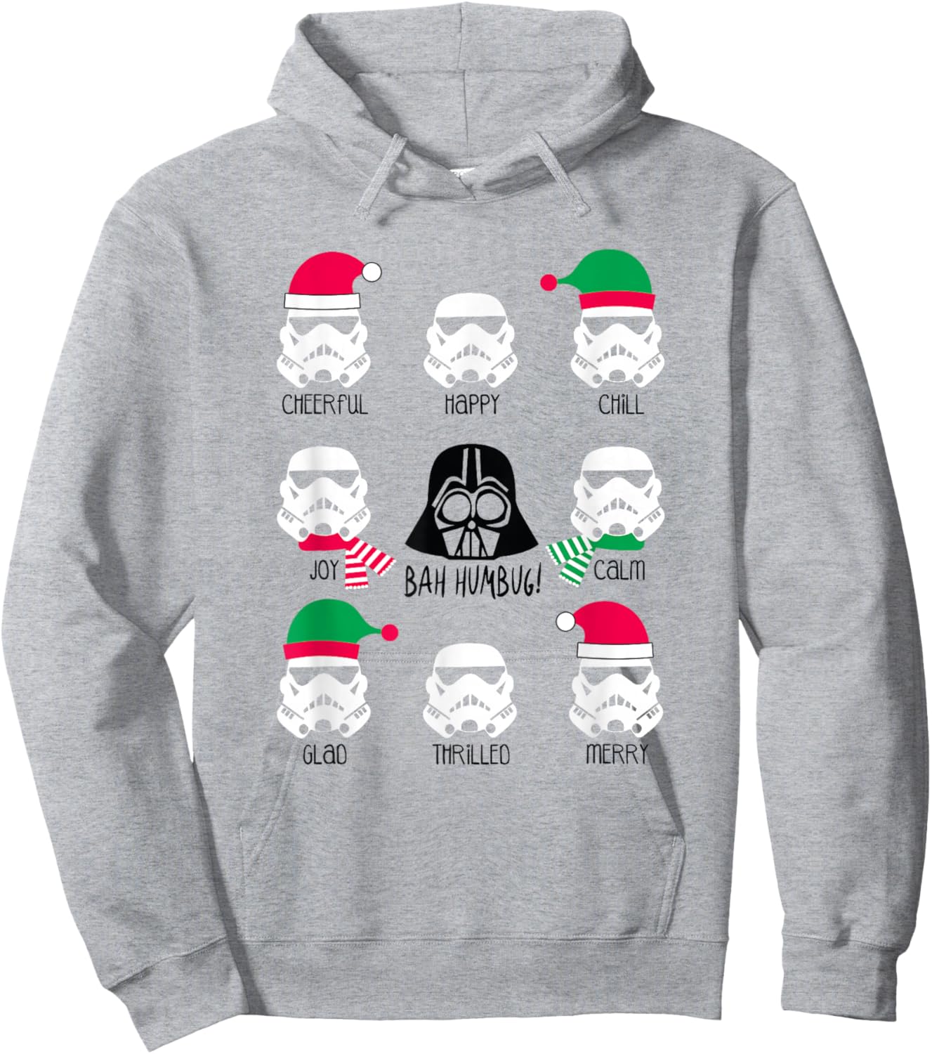 Star Wars Christmas Darth Vader Army Bah Humbug! Moods Hoodie - Hoodie | Ash