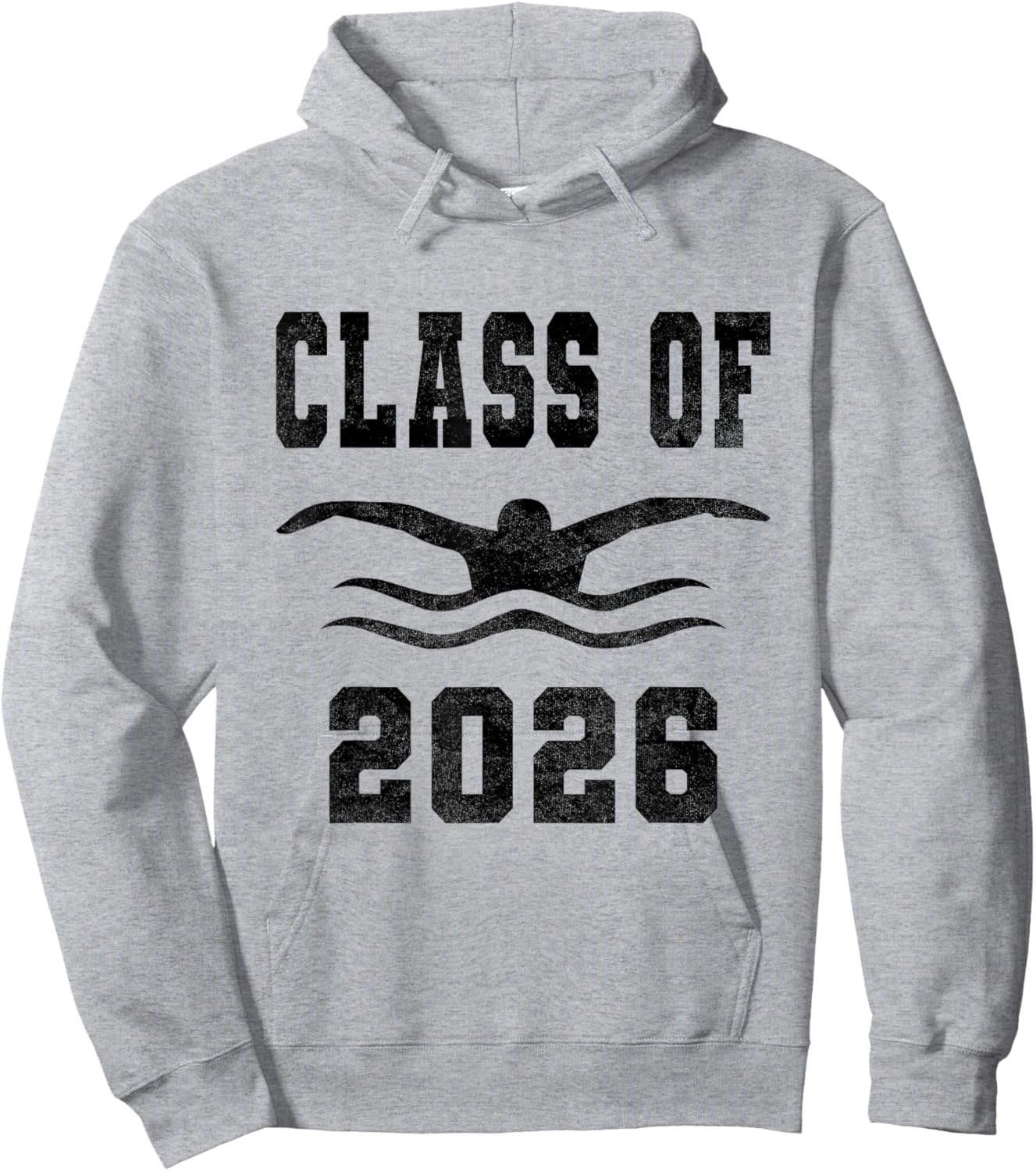 Class of 2026 Senior Swimmer Vintage Swimming Team Black Hoodie - Hoodie | Ash