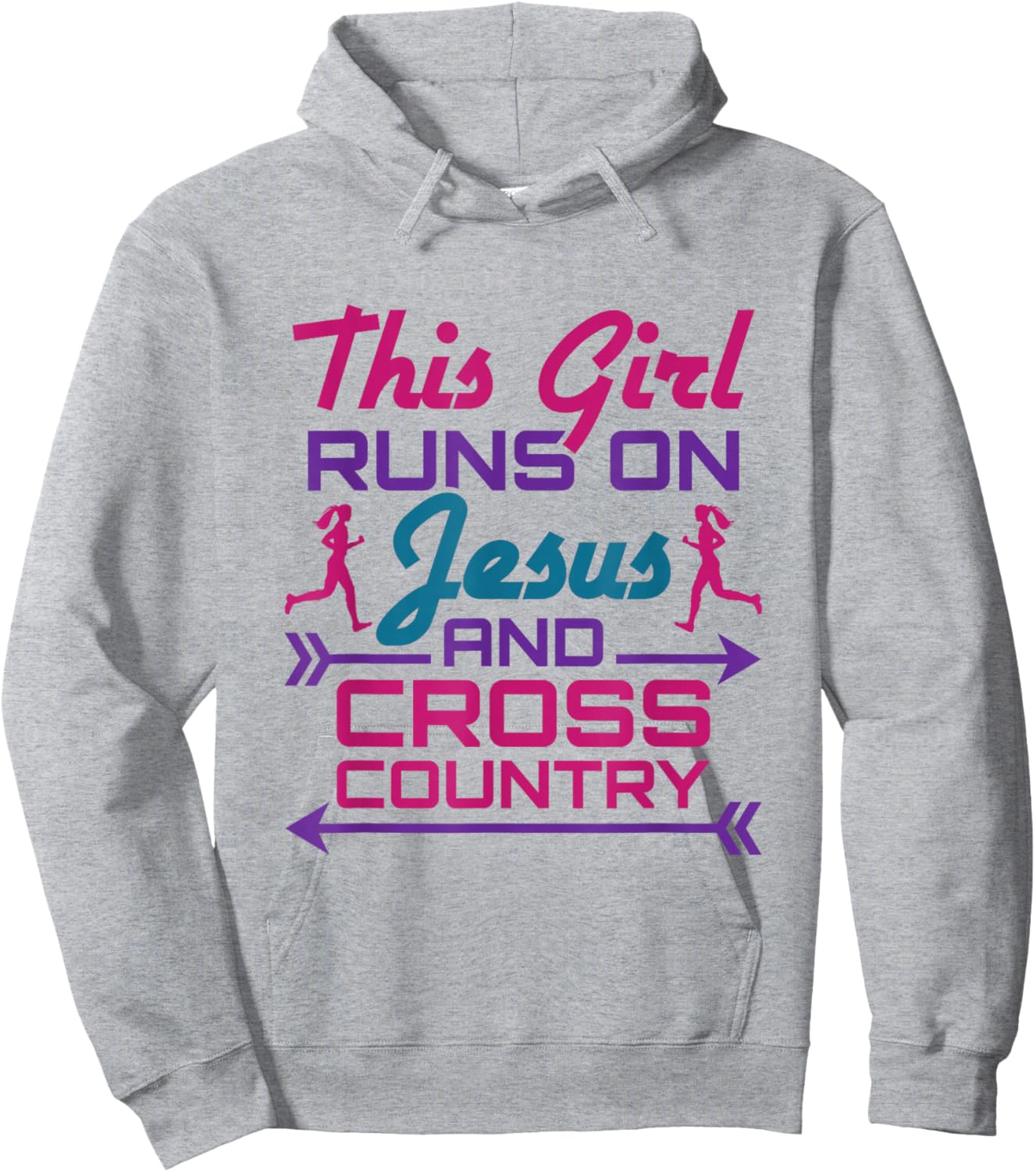 This Girl Runs on Jesus and Cross Country Cute XC Running Hoodie - Hoodie | Ash