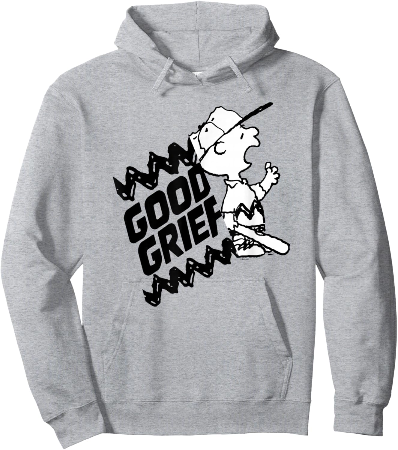 Peanuts - Charlie Brown Good Grief Baseball Hoodie - Hoodie | Ash