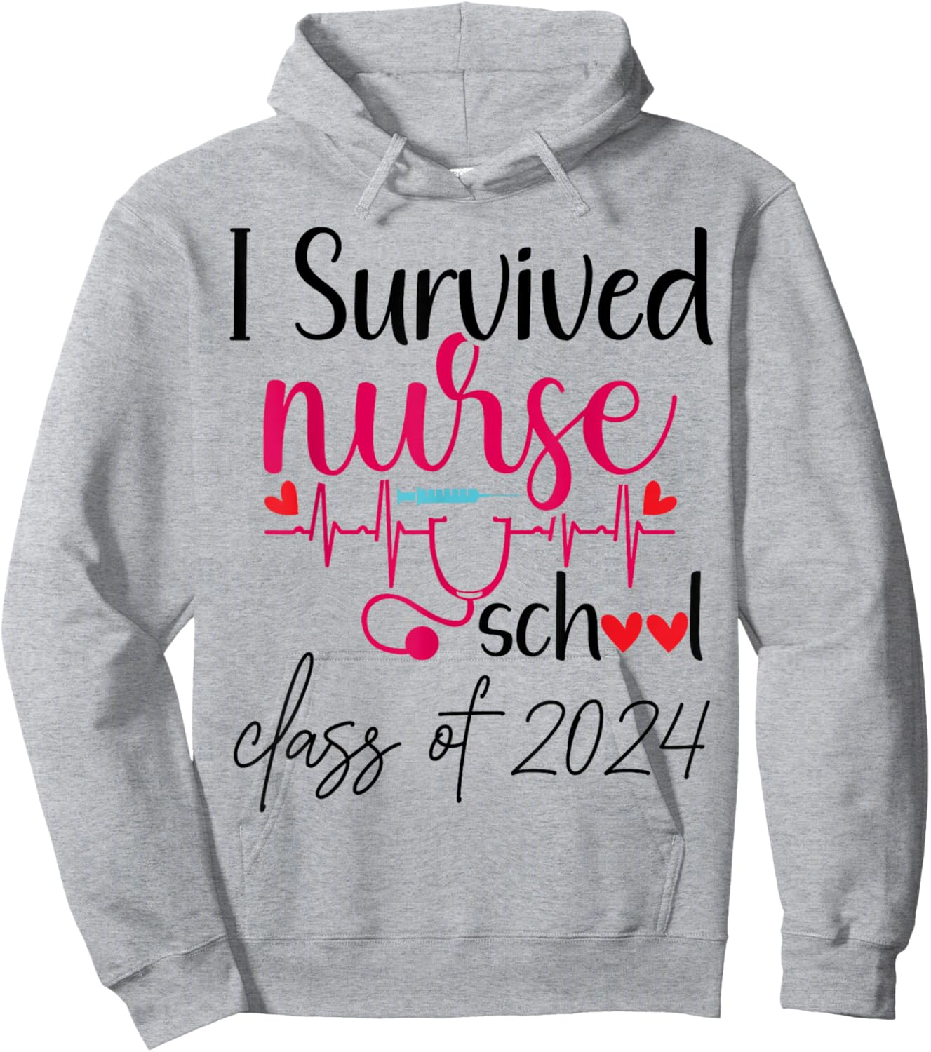 I Survived Nursing School 2024 RN ER Nurse Graduation Hoodie - Hoodie | Ash