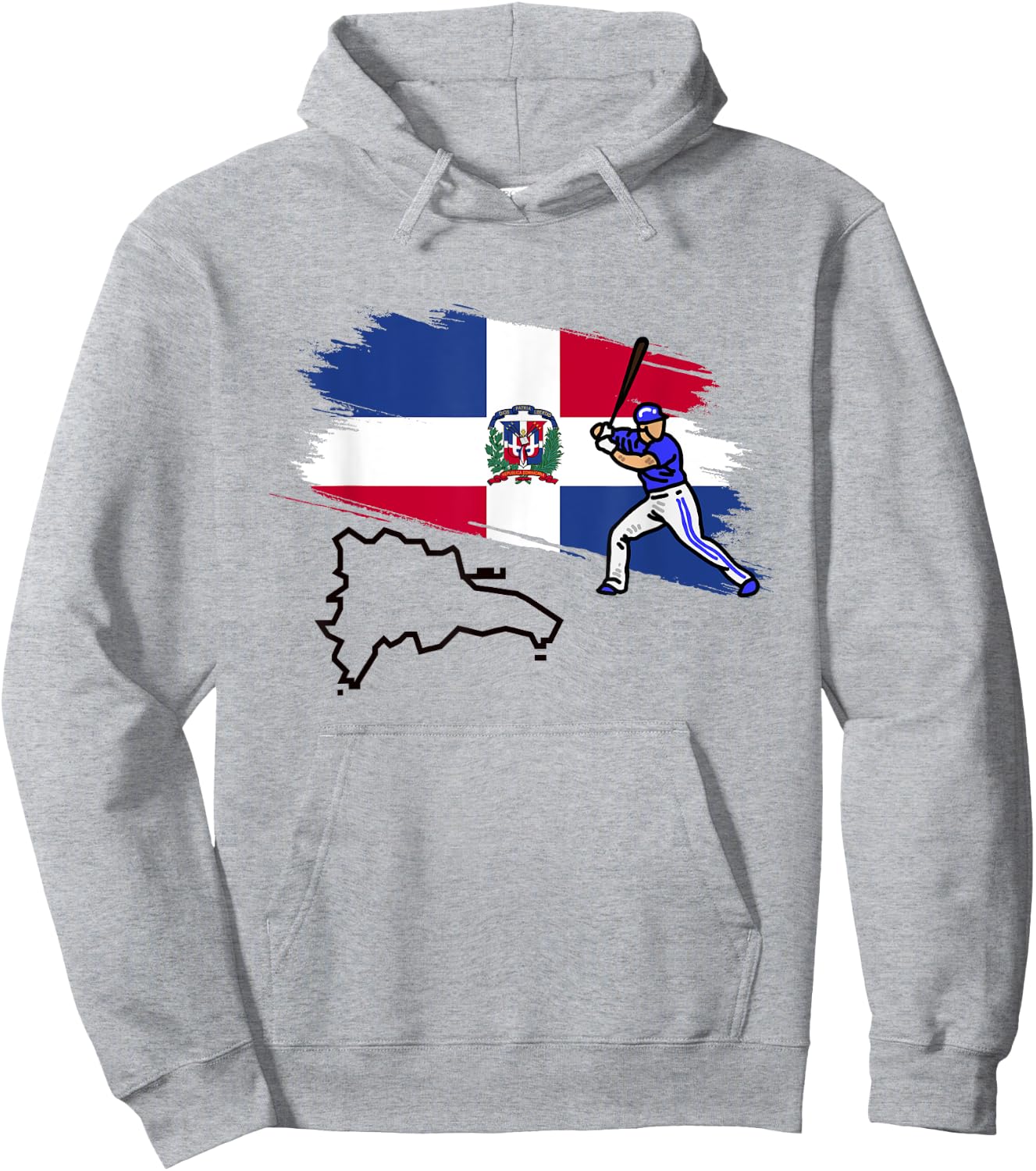 Dominican Republic Flag Baseball Player Dominican Pride Hoodie - Hoodie | Ash