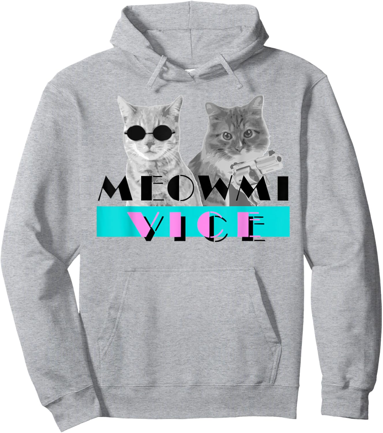 Kitten Meowmi Vice 80s Miami Funny Cat Lover Hoodie - Hoodie | Ash
