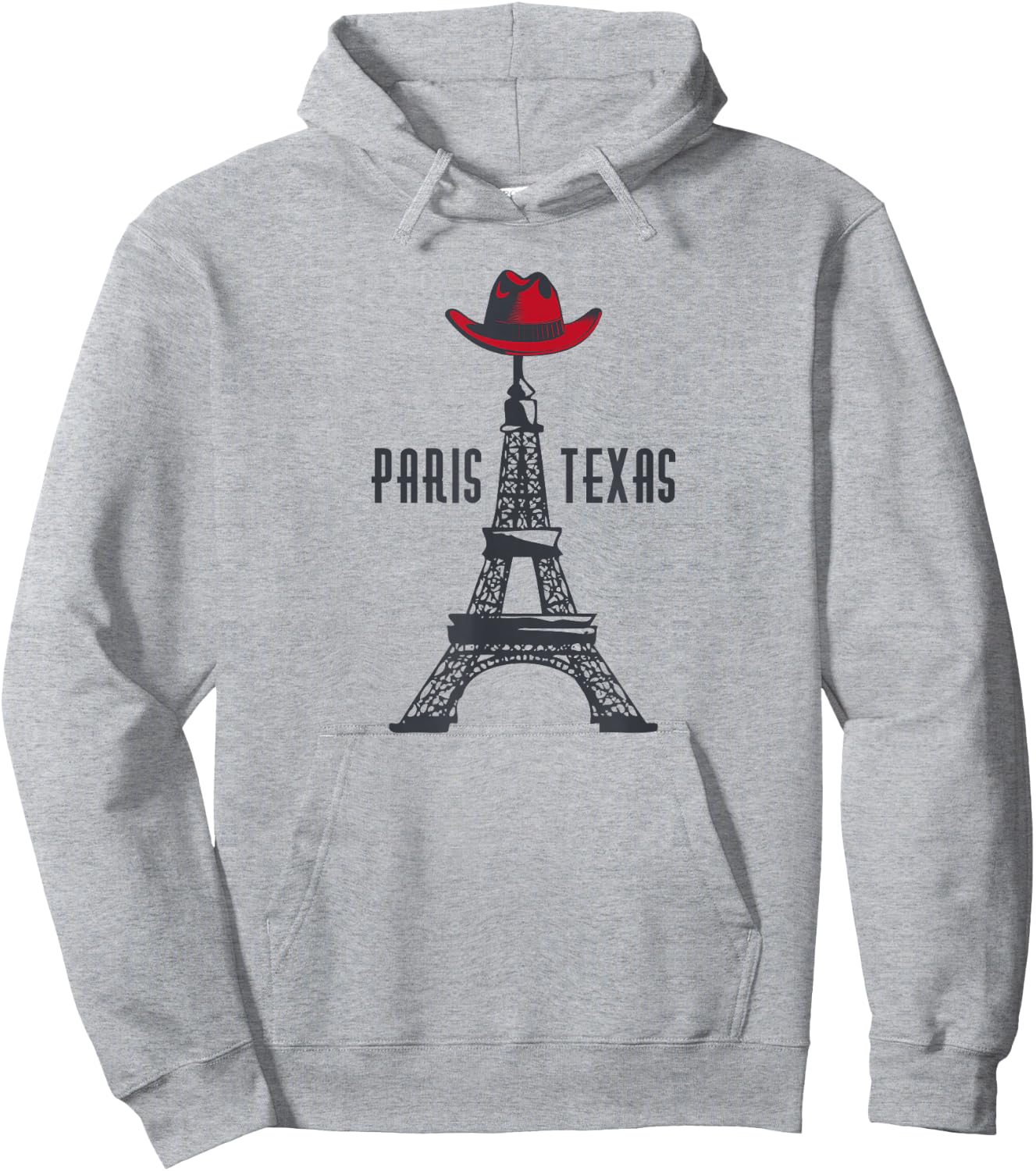 Paris Texas - TX Eiffel Tower with Cowboy Hat Hoodie - Hoodie | Ash