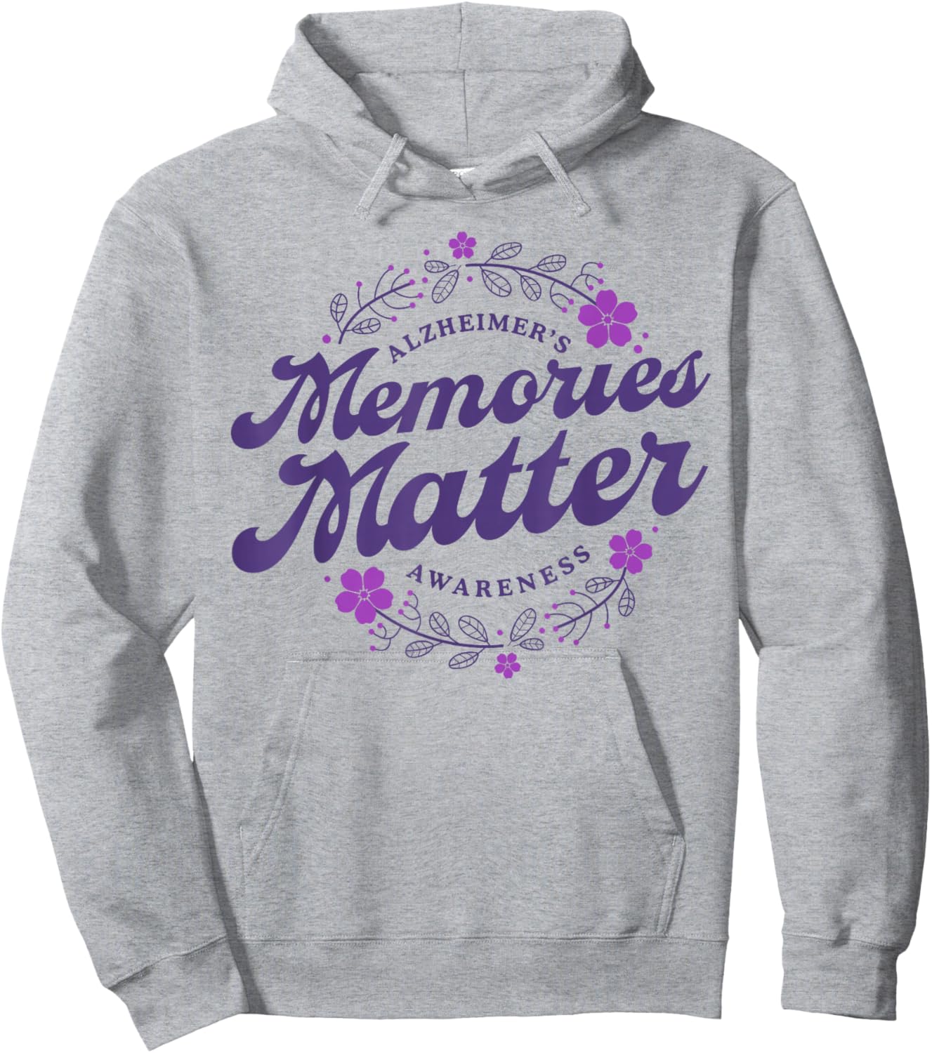 Memories Matter Alzheimer's Awareness Month Purple Flower Hoodie - Hoodie | Ash