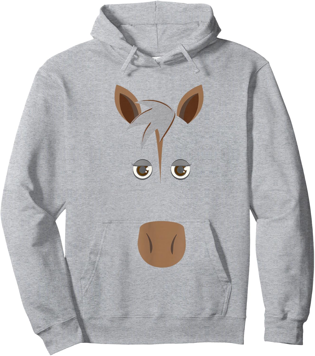 Funny Horse Face , Halloween Face Costume Hoodie - Hoodie | Ash