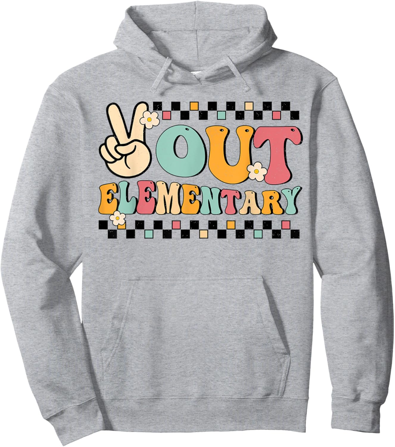 Groovy Last Day Of School Peace Out Elementary Teacher Kids Hoodie - Hoodie | Ash