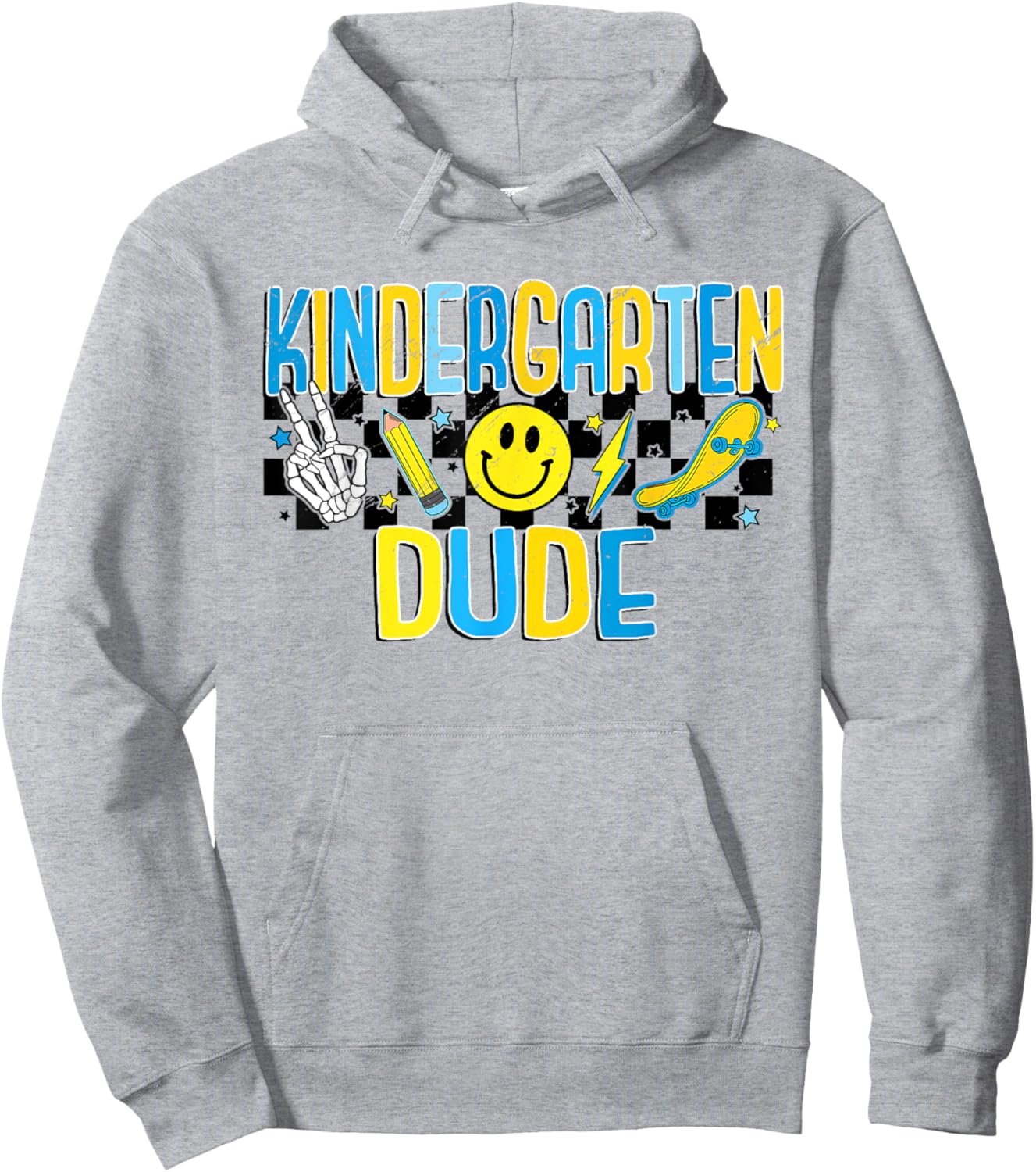 Retro Kindergarten DUDE Boys Roller Skate Toddler Kids Hoodie - Hoodie | Ash