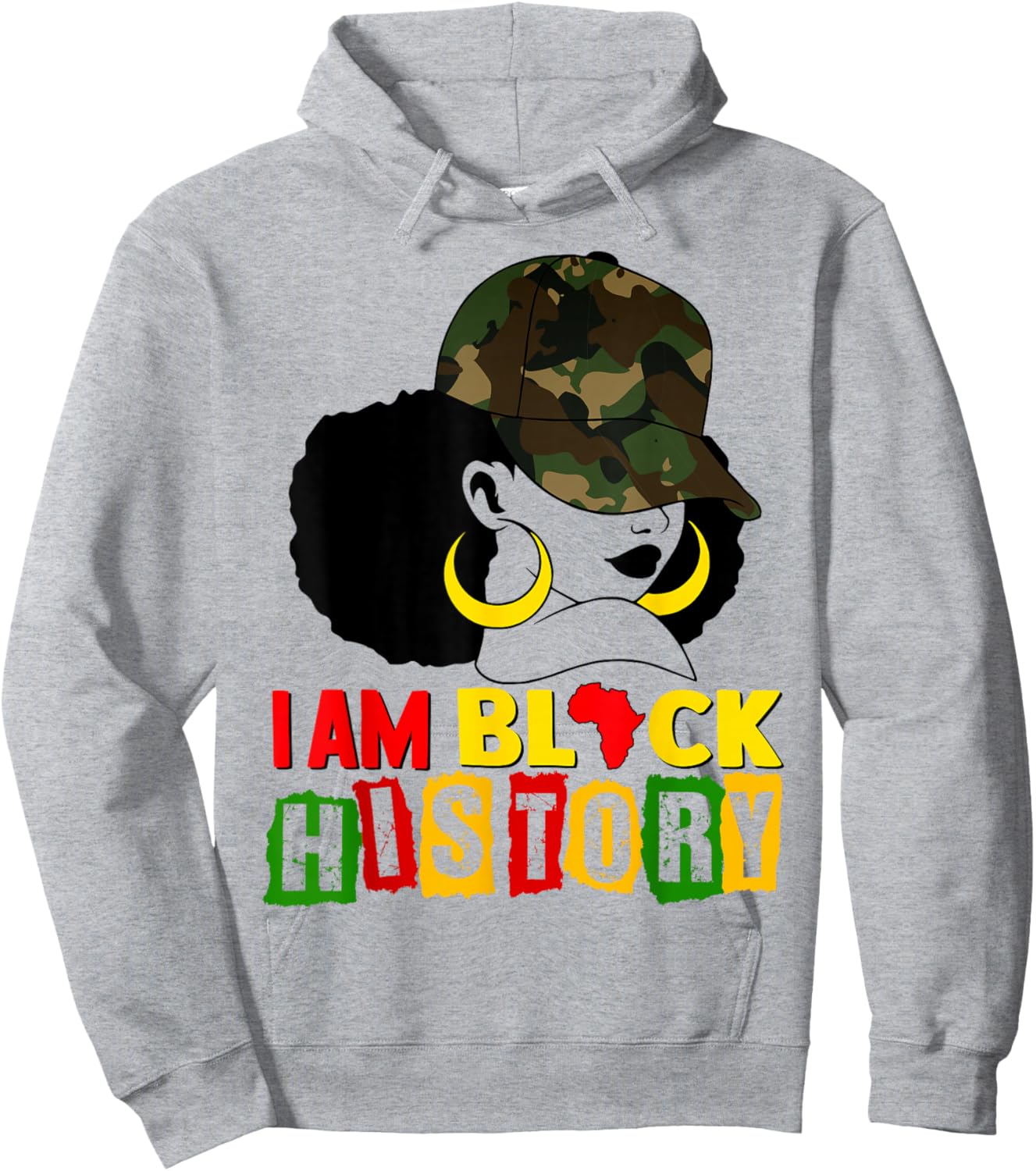 I am Black History Black Woman Camo Melanin Black History Hoodie - Hoodie | Ash