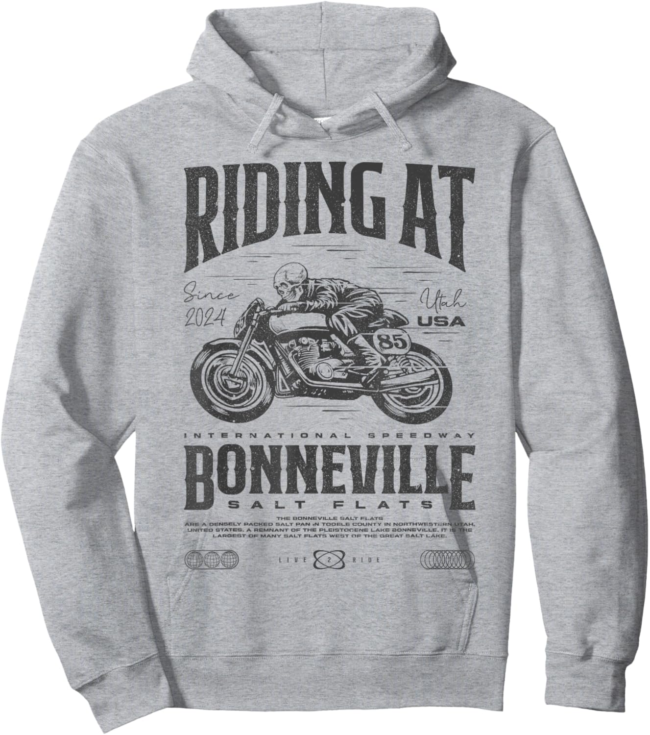 Bonneville Salt Flats Motorcycle Birthday 2024 Biker Hoodie - Hoodie | Ash
