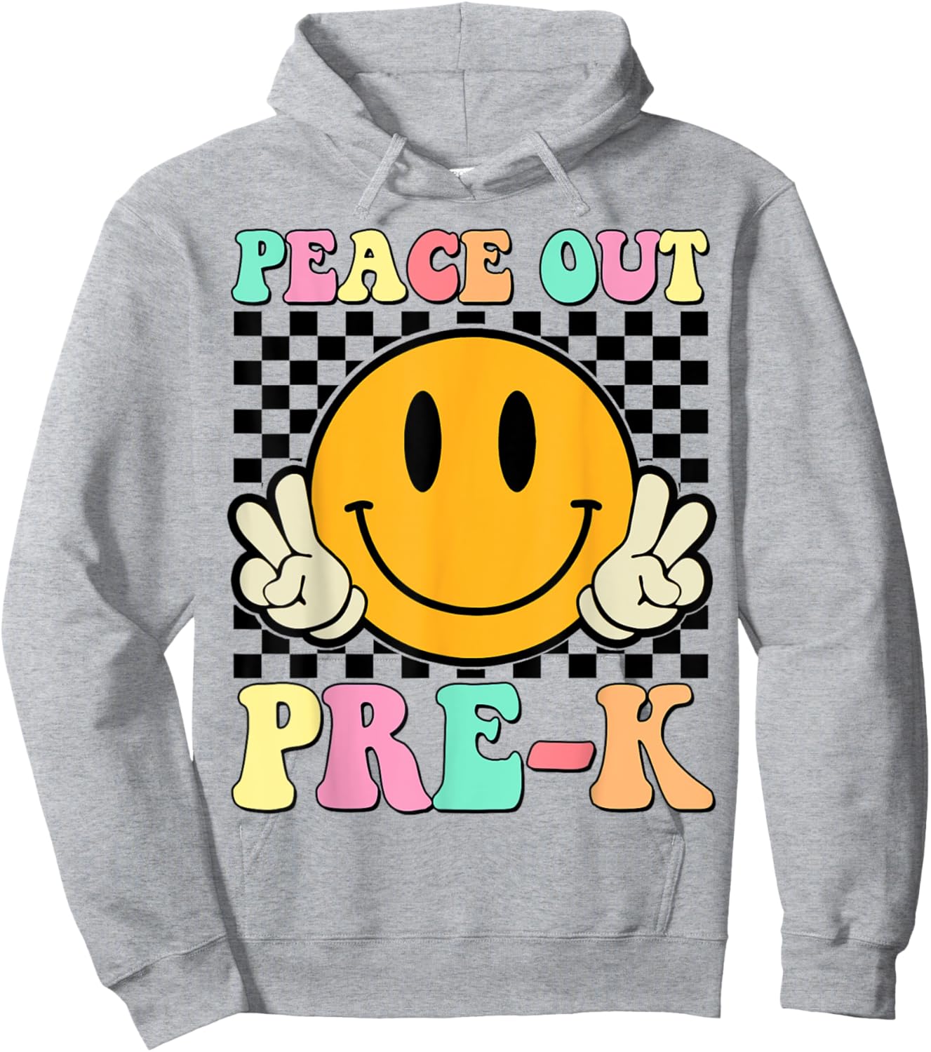 Peace Out Pre-K Retro Smile Teacher Kids Last Day Of School Hoodie - Hoodie | Ash