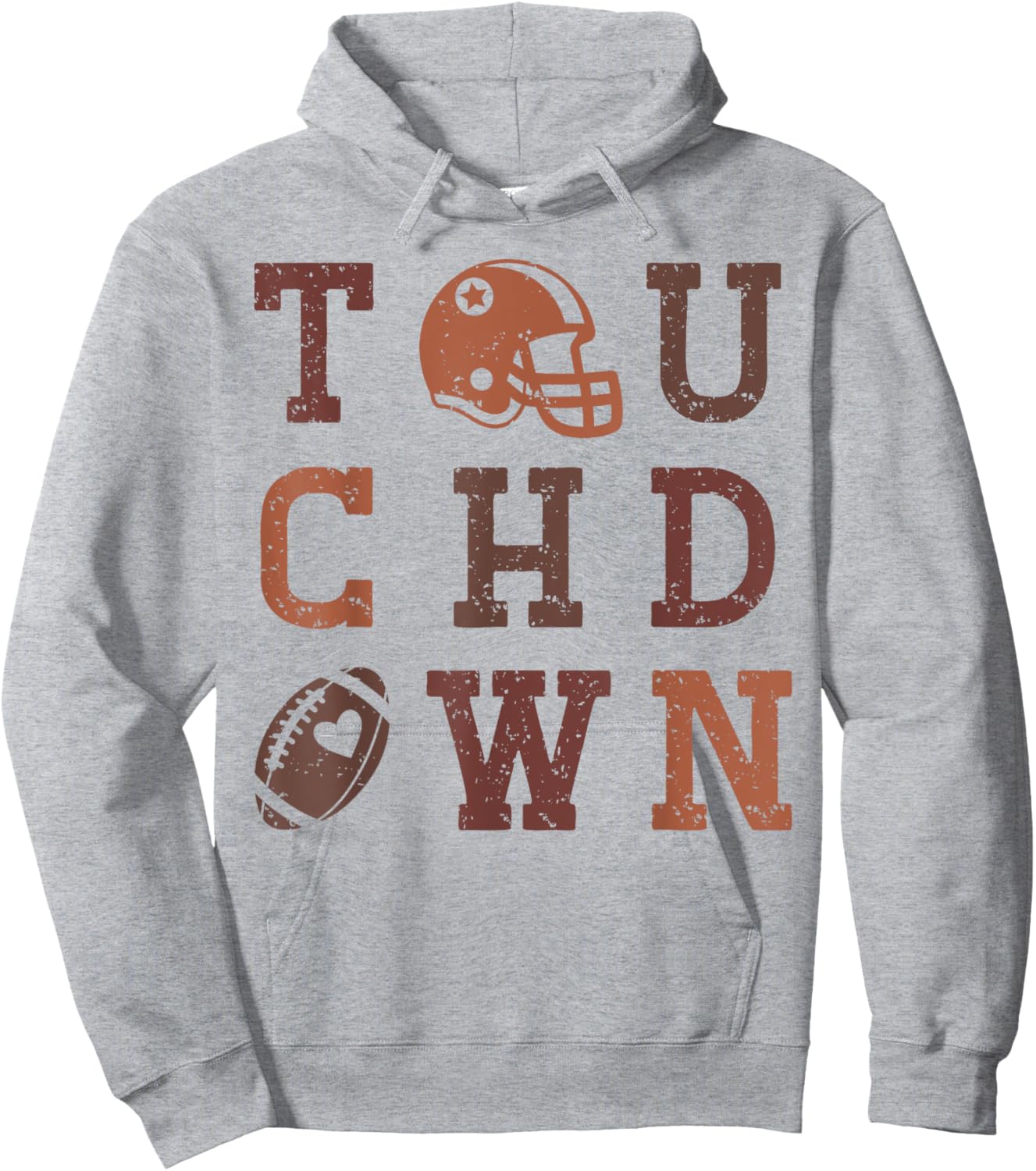 Football American Touchdown Distressed Vintage Fans Hoodie - Hoodie | Ash