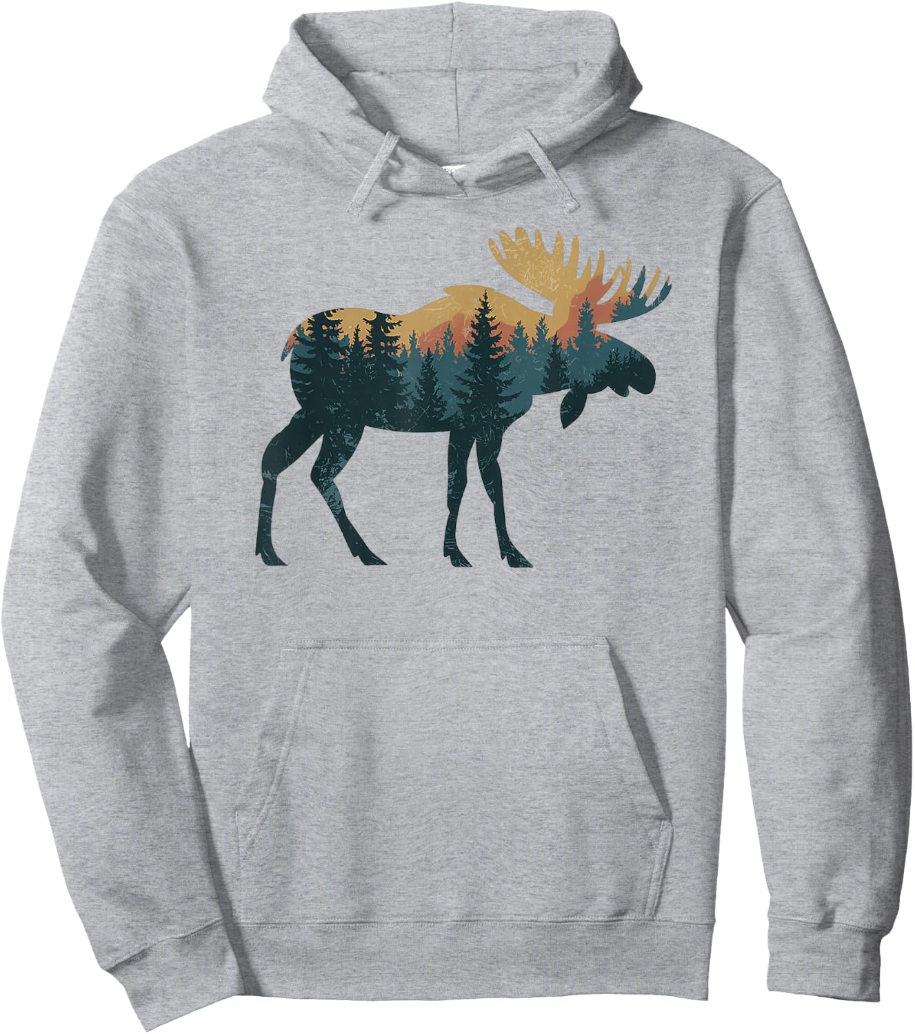 Moose Hunting Hiking Outdoor Camping Forest Men Women Moose Hoodie - Hoodie | Ash