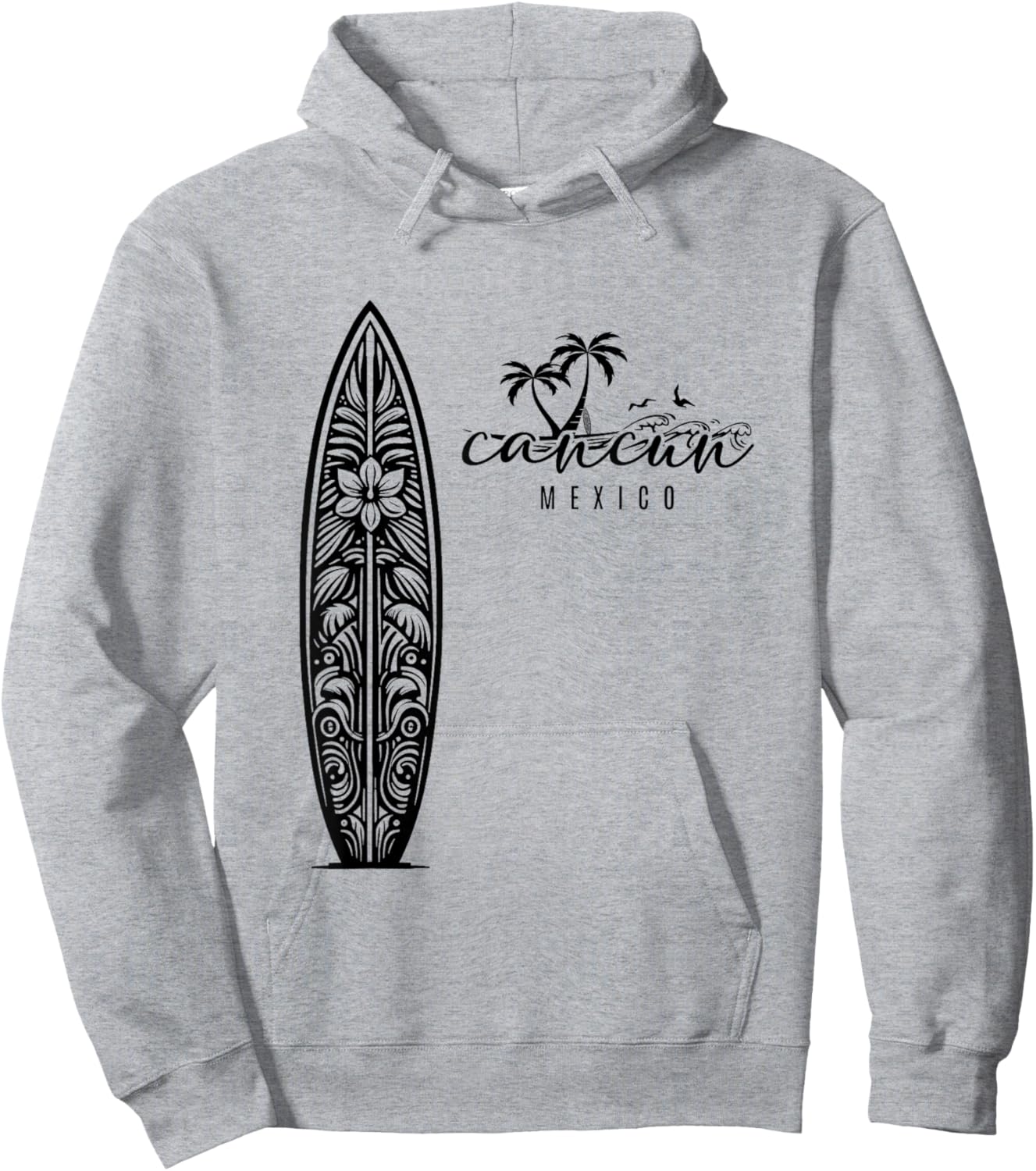 Cancun Mexico Beach Surfing Surfboard Retro Hoodie - Hoodie | Ash
