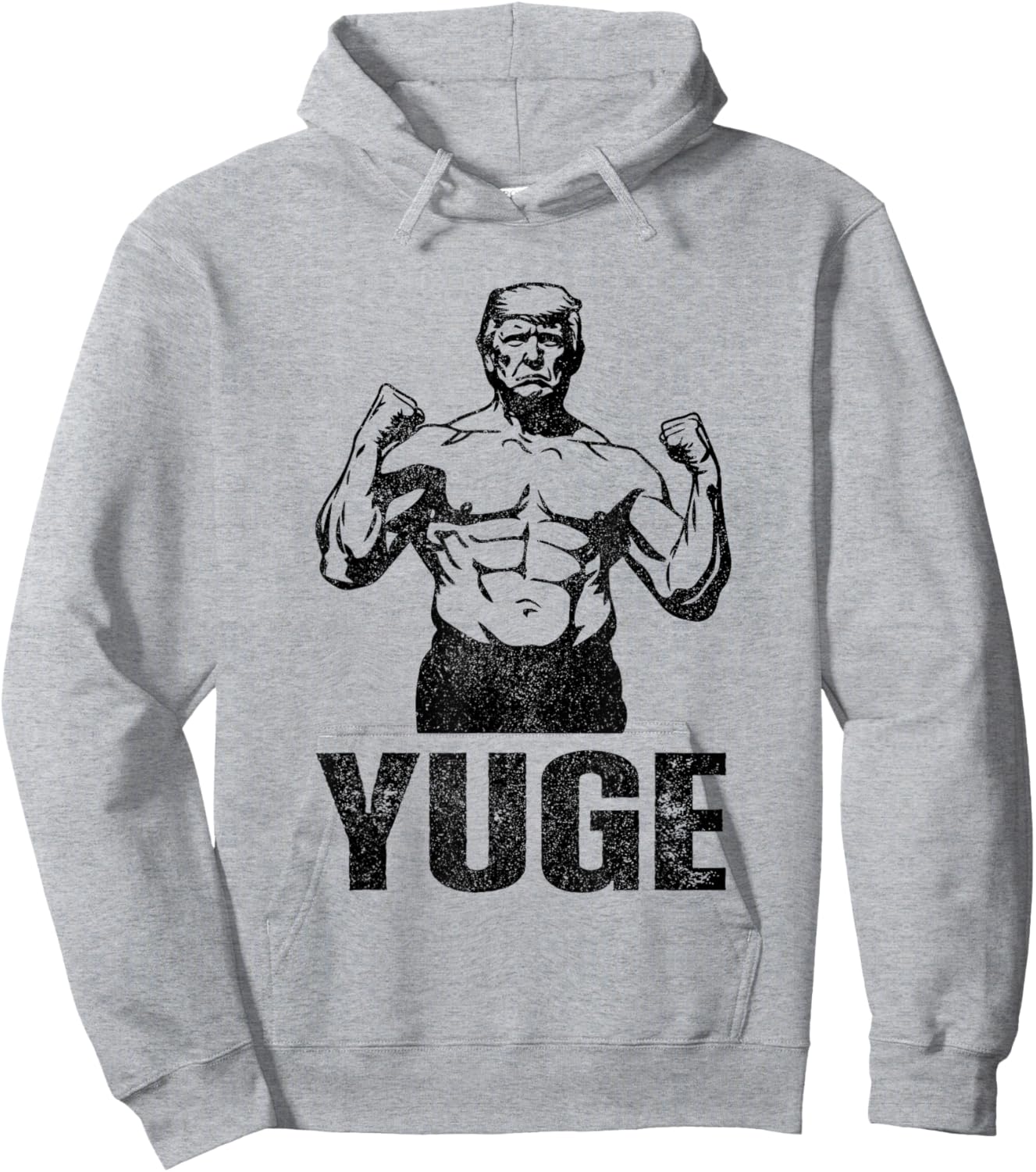 Muscle Trump 2024 Yuge Muscular Flex Trump Funny Patriotic Vintage Workout Gym Hoodie - Hoodie | Ash
