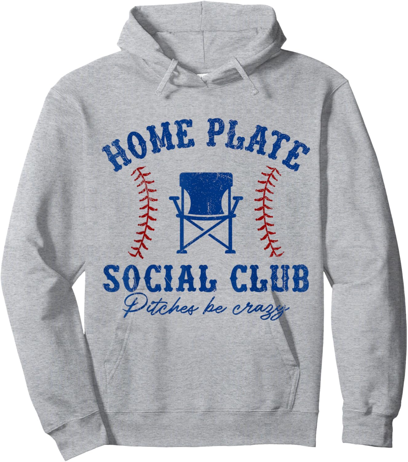Home Plate Social Club Pitches Be Crazy Baseball Hoodie - Hoodie | Ash