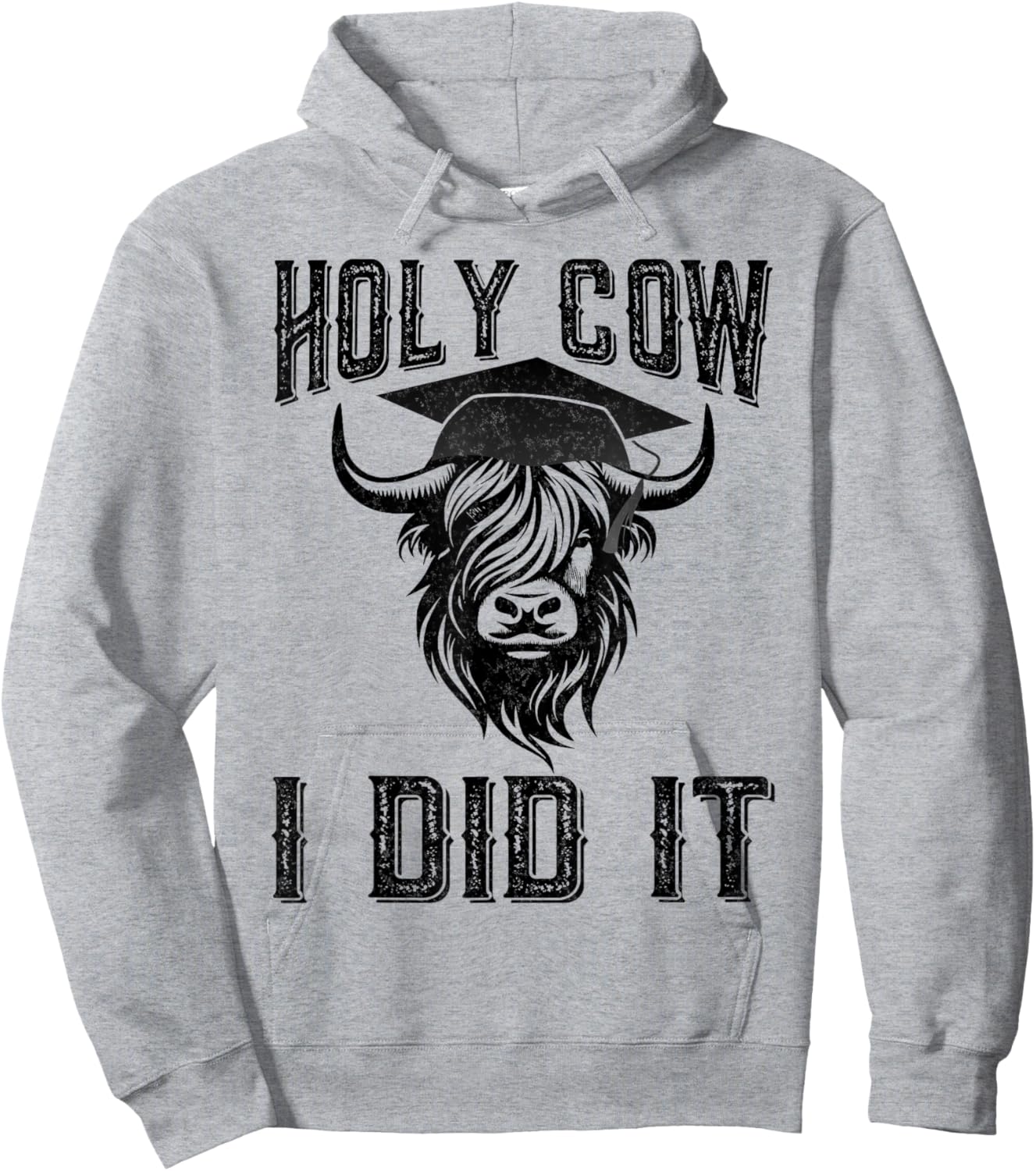 Vintage Funny Cow Graduation Holy Cow I did It Graduated Hoodie - Hoodie | Ash