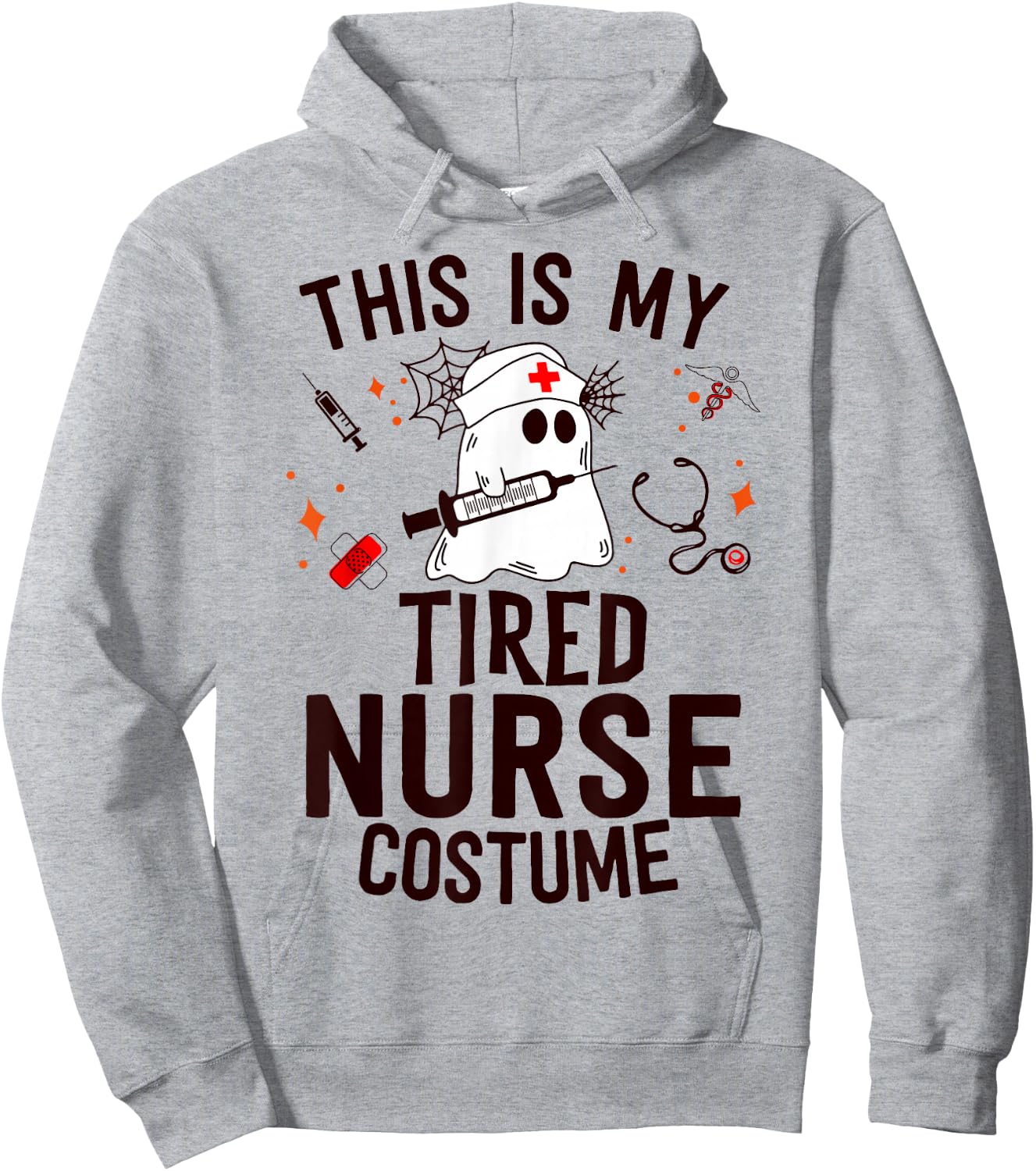 This Is Tired Nurse Costume Nursing Funny Ghost Halloween Hoodie - Hoodie | Ash