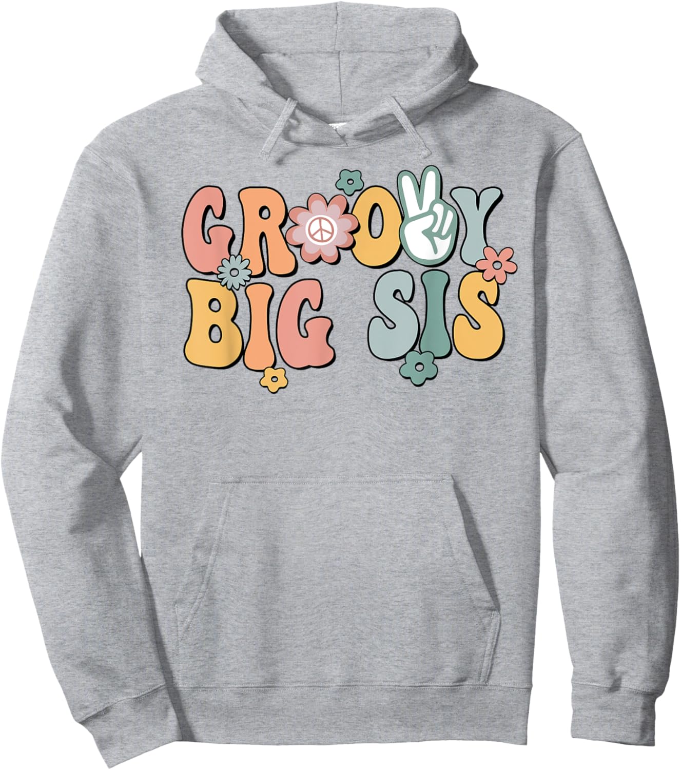 Groovy Big sis Retro Sister Matching Family 1st Birthday Hoodie - Hoodie | Ash