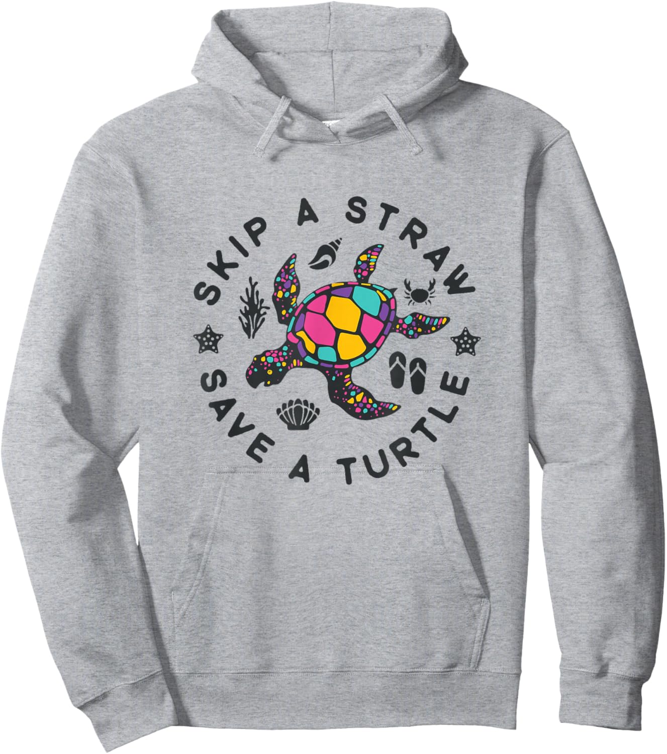 Sea Turtle Rescue Awareness Skip A Straw Save A Turtle Hoodie - Hoodie | Ash
