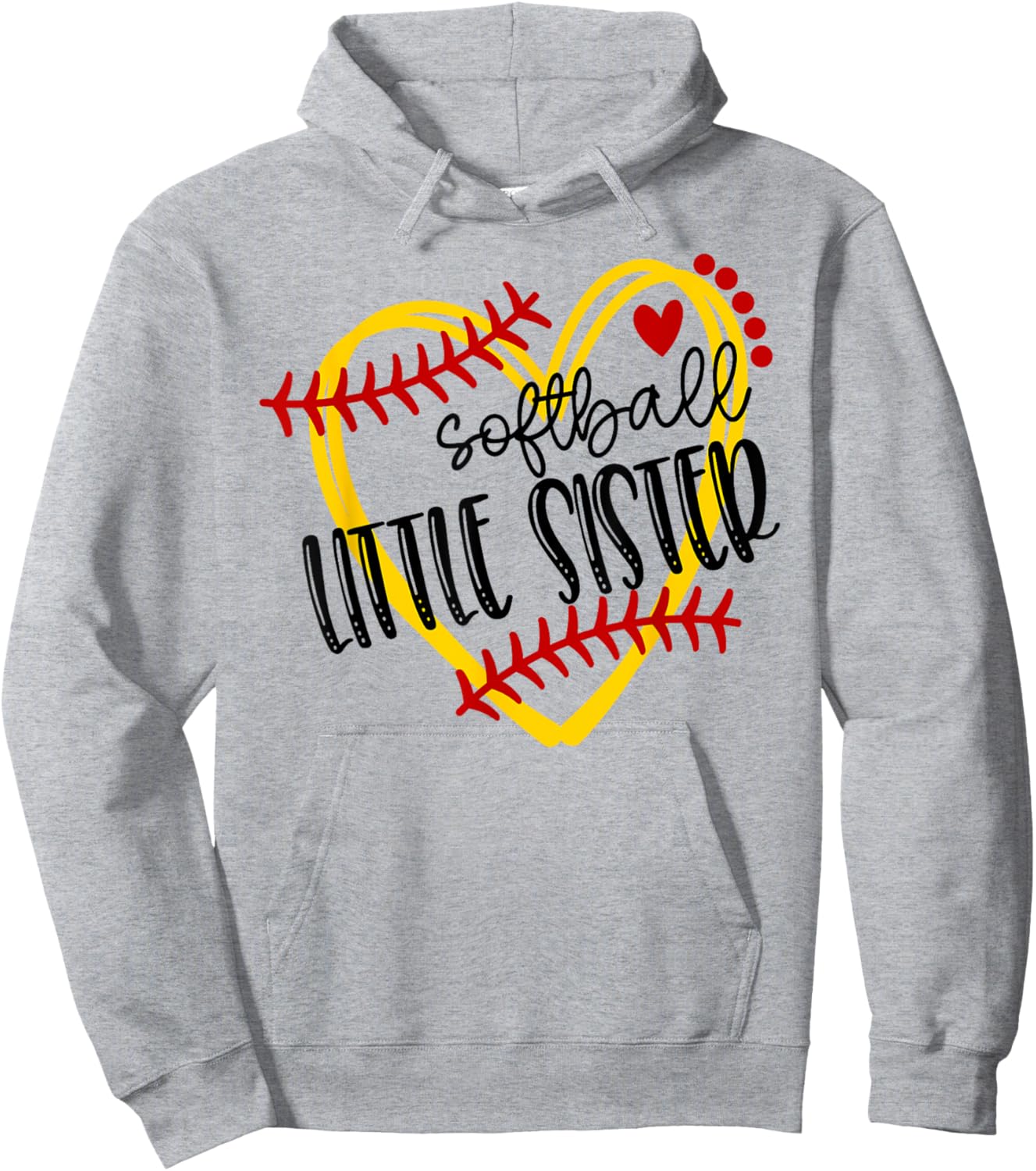 Personalized Softball Heart Cute Little Sister Women Hoodie - Hoodie | Ash
