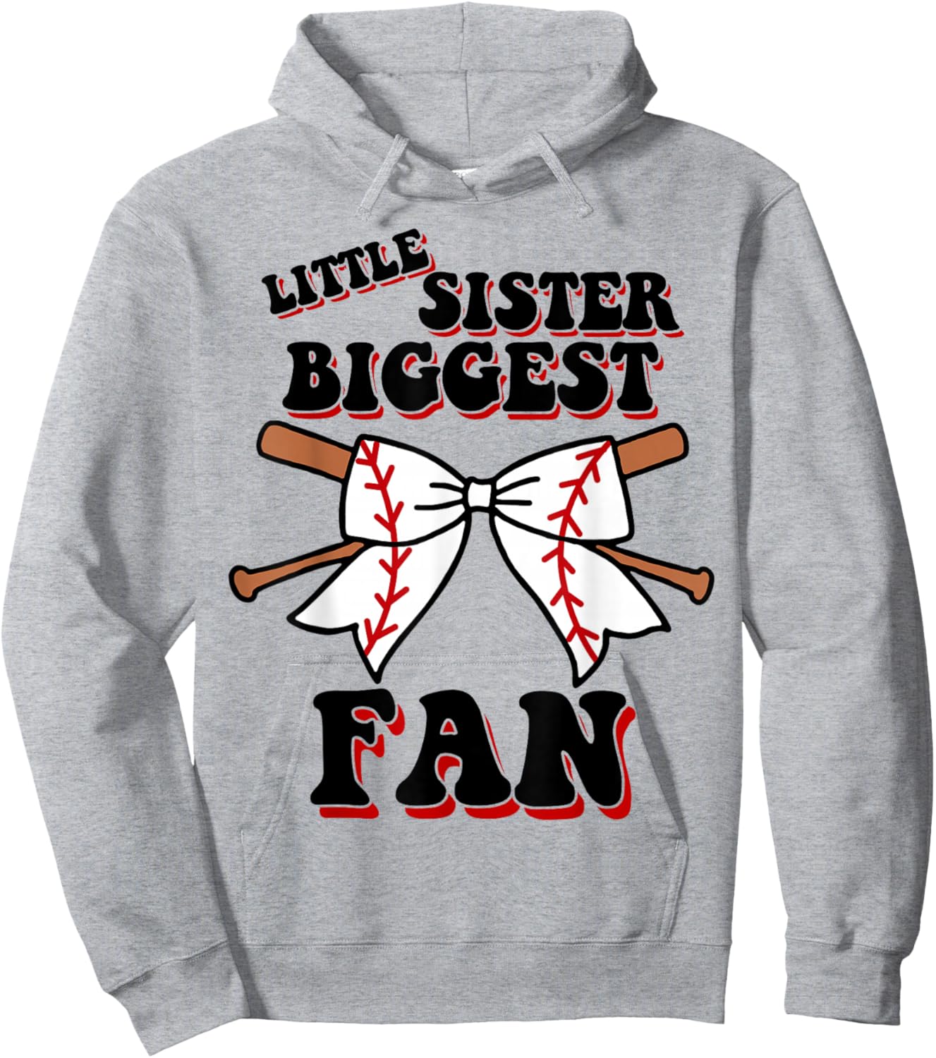 Toddler Little Sister Biggest Fan Cute Baseball Baby Girl Hoodie - Hoodie | Ash