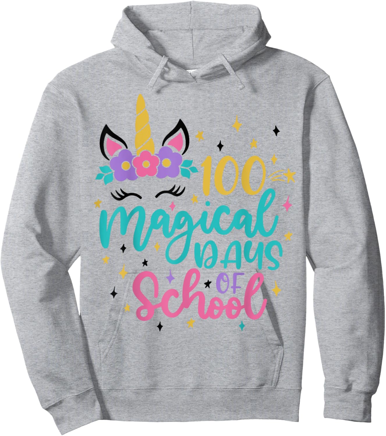 100th Day of School Unicorn 100 Magical Days Teacher Girls Hoodie - Hoodie | Ash