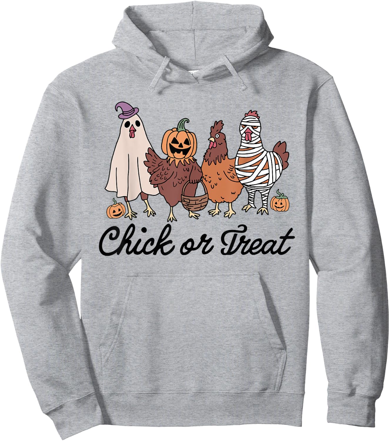 Chick Or Treat Halloween Witch Spooky Chicken Hoodie - Hoodie | Ash
