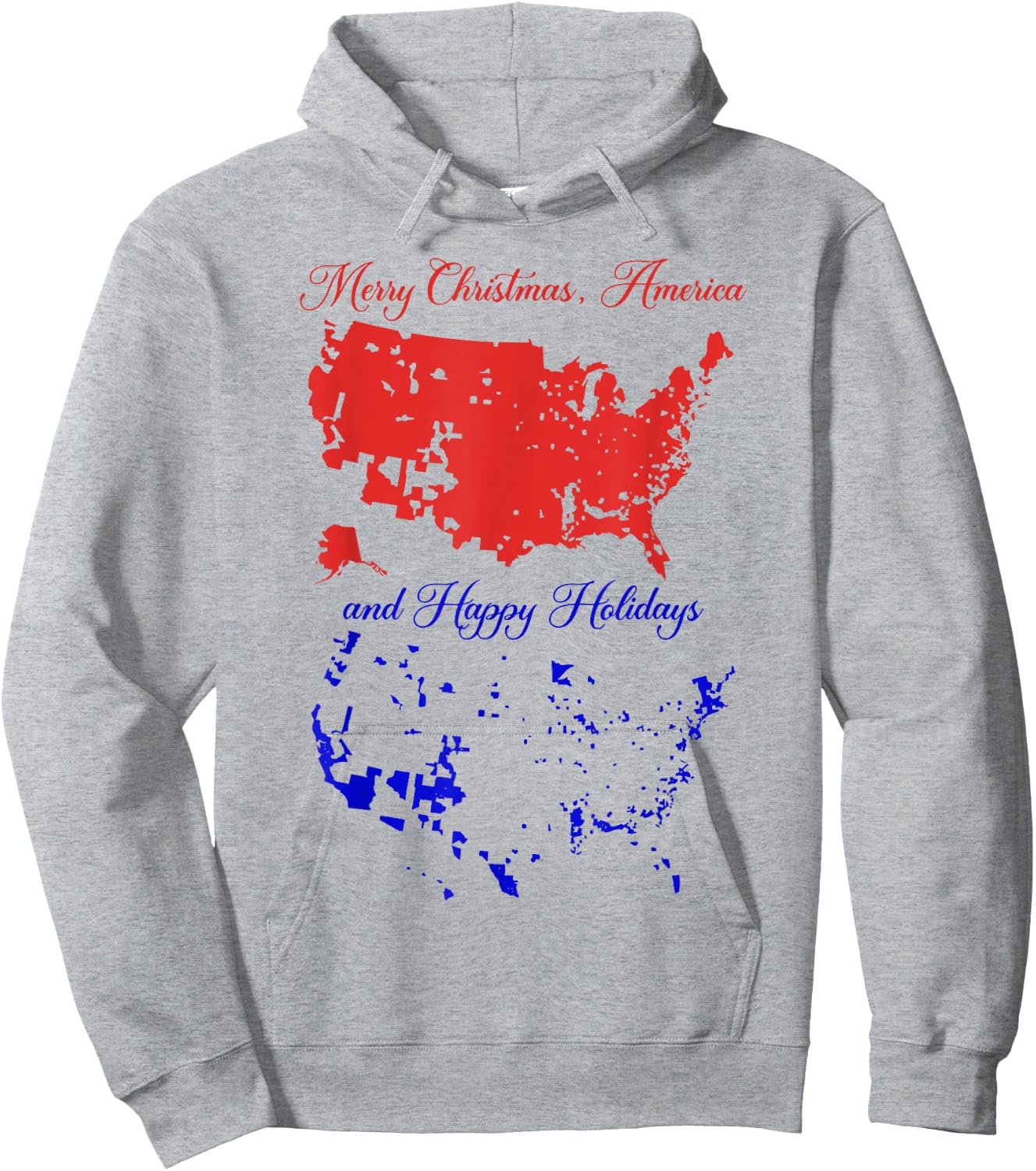 Merry Christmas America And Happy Holidays Election Map Hoodie - Hoodie | Ash