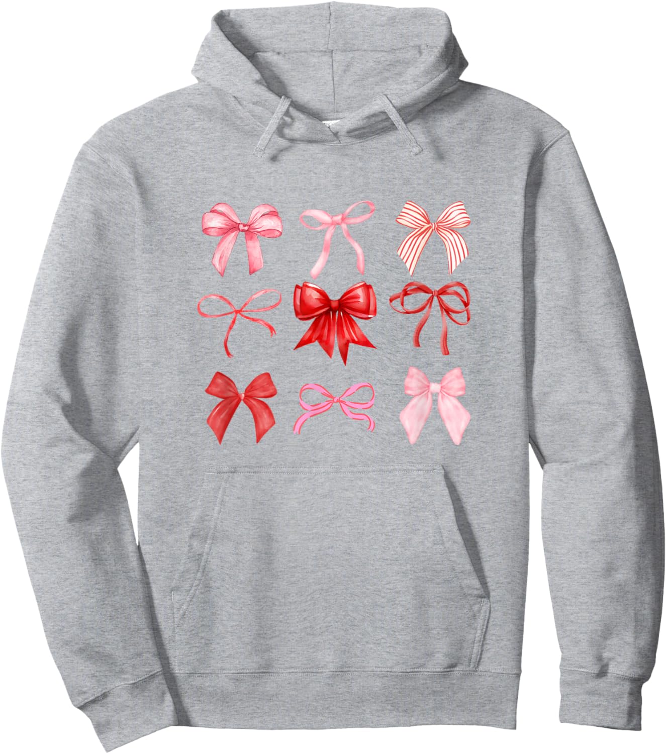 Coquette Aesthetic Red and Pink Bow Valentines Hoodie - Hoodie | Ash