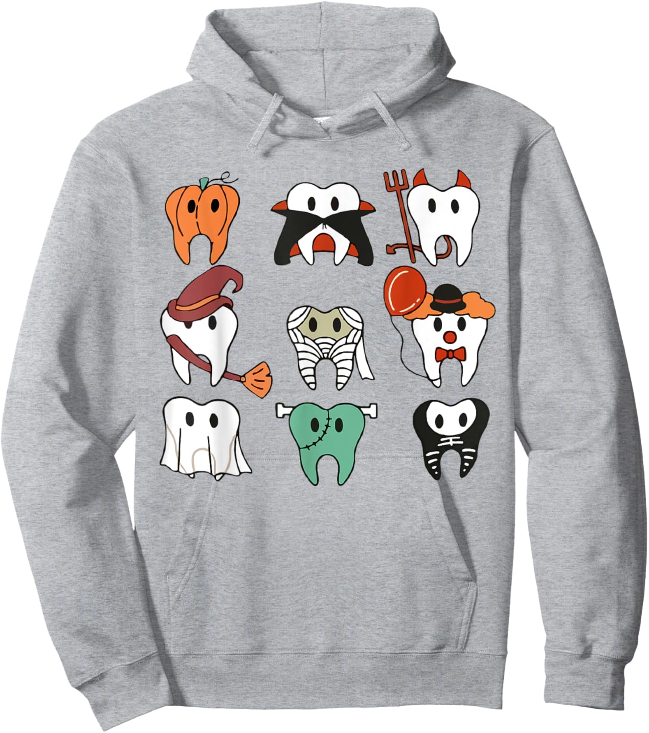 Funny Dental Halloween Dentist Hygiene Ghost Spooky Season Hoodie - Hoodie | Ash