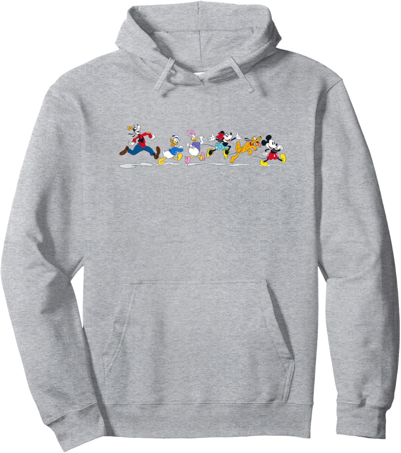 Disney Mickey And Friends Group Walk Line Up Banner Portrait Hoodie - Hoodie | Ash