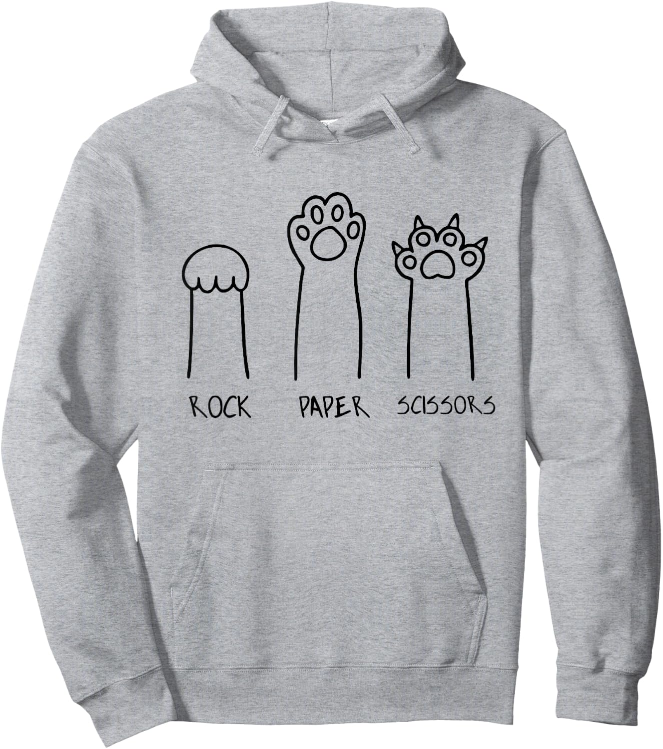 Rock Paper Scissors Hand Game Cute Paw Funny Cat Introvert Hoodie - Hoodie | Ash