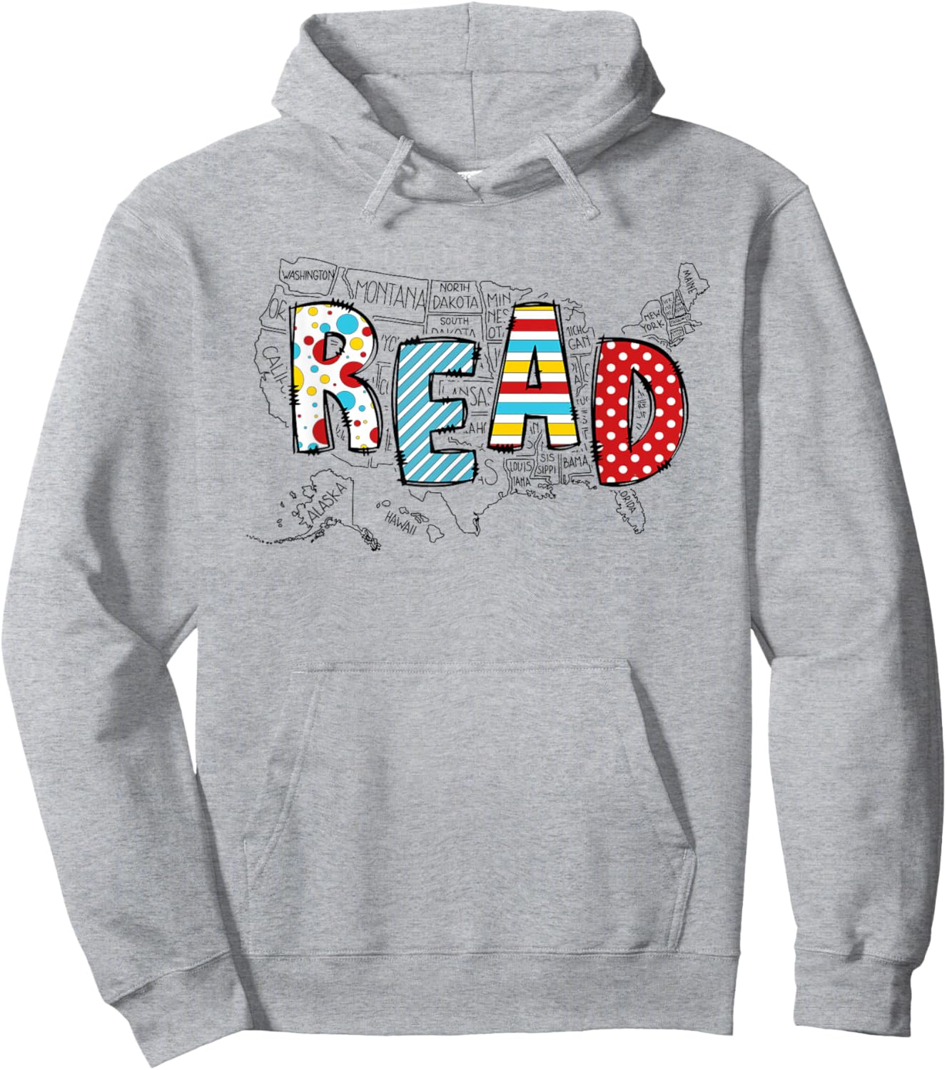 National Read America Red And White Stripe Animated Cat Hoodie - Hoodie | Ash