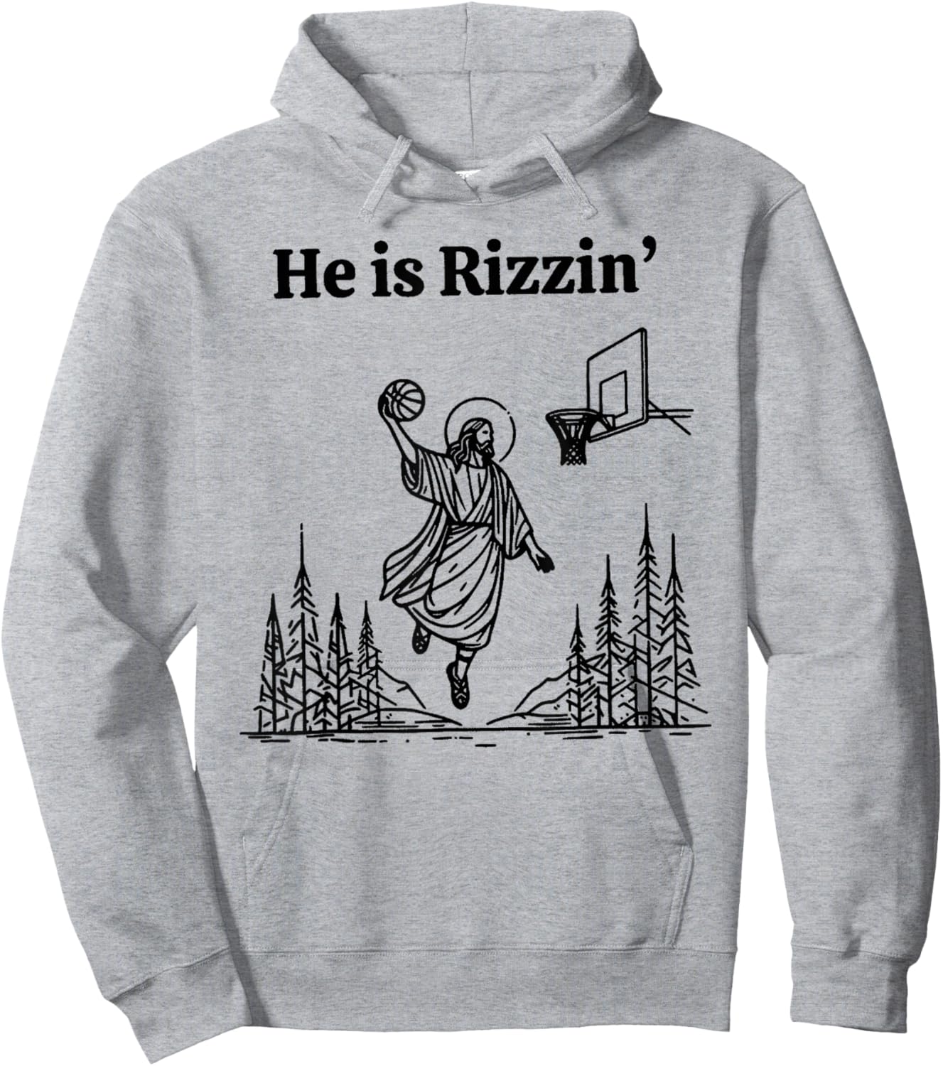 He is Rizzin Funny Basketball Retro Christian Religious Hoodie - Hoodie | Ash