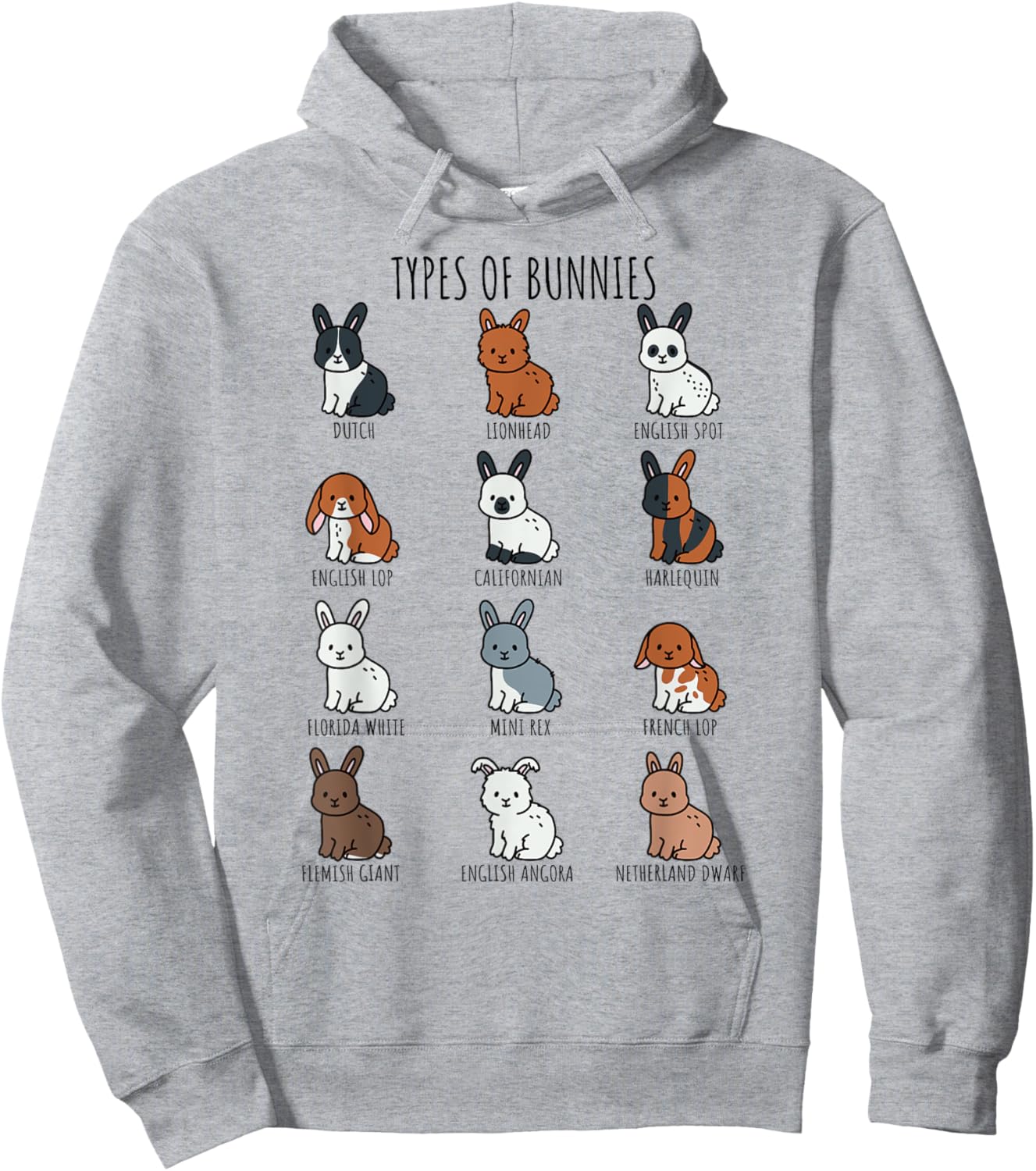 Cute Types of Bunnies Rabbits Breeds Flemish Giant Lionhead Hoodie - Hoodie | Ash