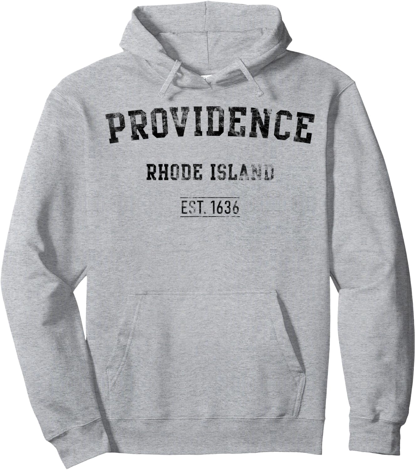 Providence Rhode Island Distressed Text Sport Style Hoodie - Hoodie | Ash
