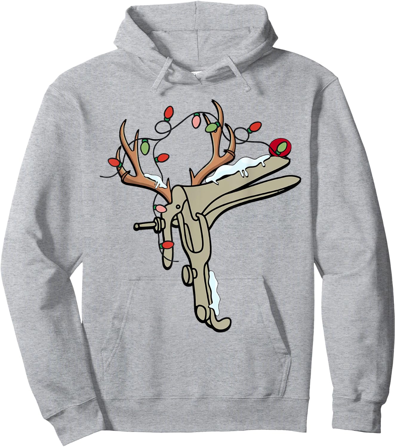 Reindeer Christmas Light Speculum Funny OBGYN Nurse Holiday Hoodie - Hoodie | Ash
